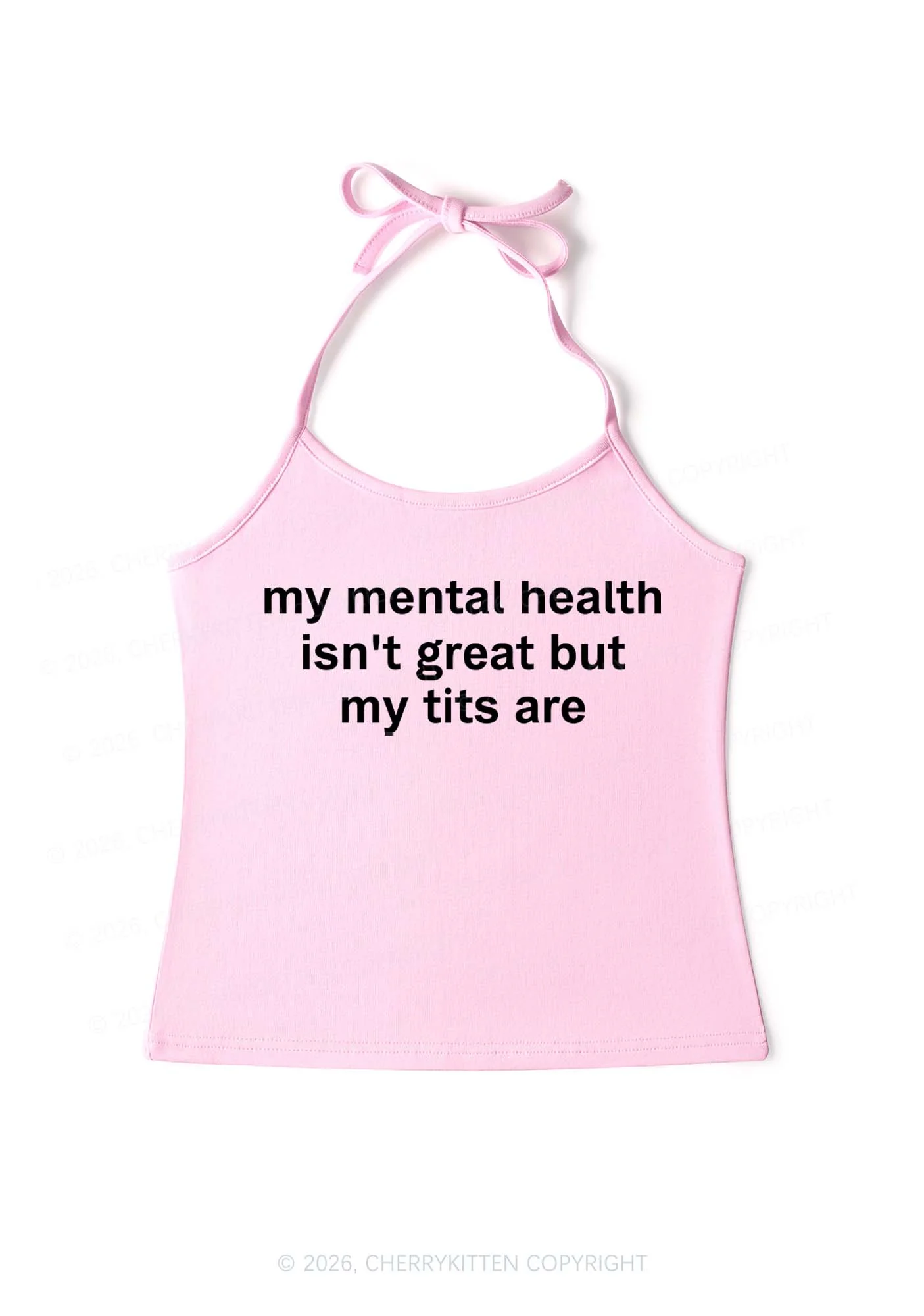 My Mental Health Isnt Great Y2K Halter Neck Cami Cherrykitten - Image 4