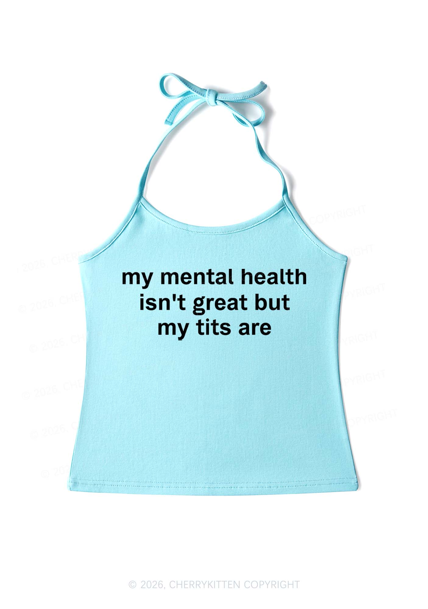 My Mental Health Isnt Great Y2K Halter Neck Cami Cherrykitten - Image 5