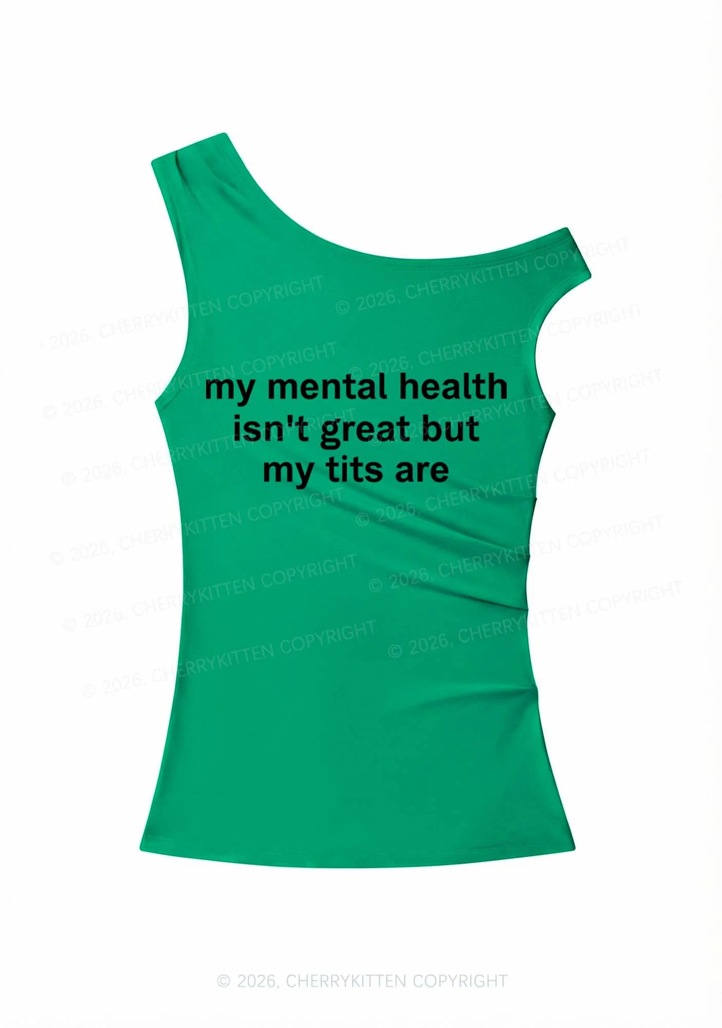 My Mental Health Isnt Great Y2K Off Shoulder Tank Top Cherrykitten - Image 7