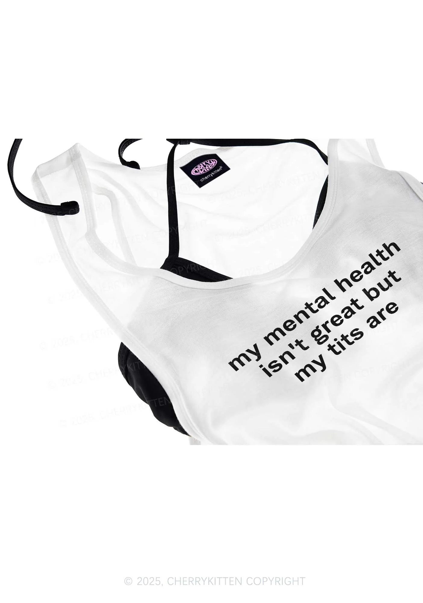 My Mental Health Isn't Great Y2K Sheer Boyfriend Tank Cherrykitten - Image 4
