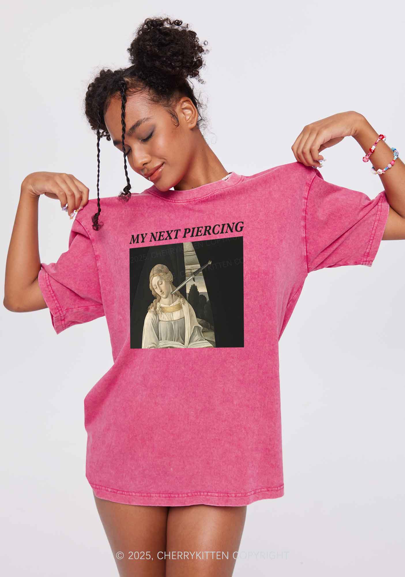My Next Piercing Y2K Washed Tee Cherrykitten - Image 3