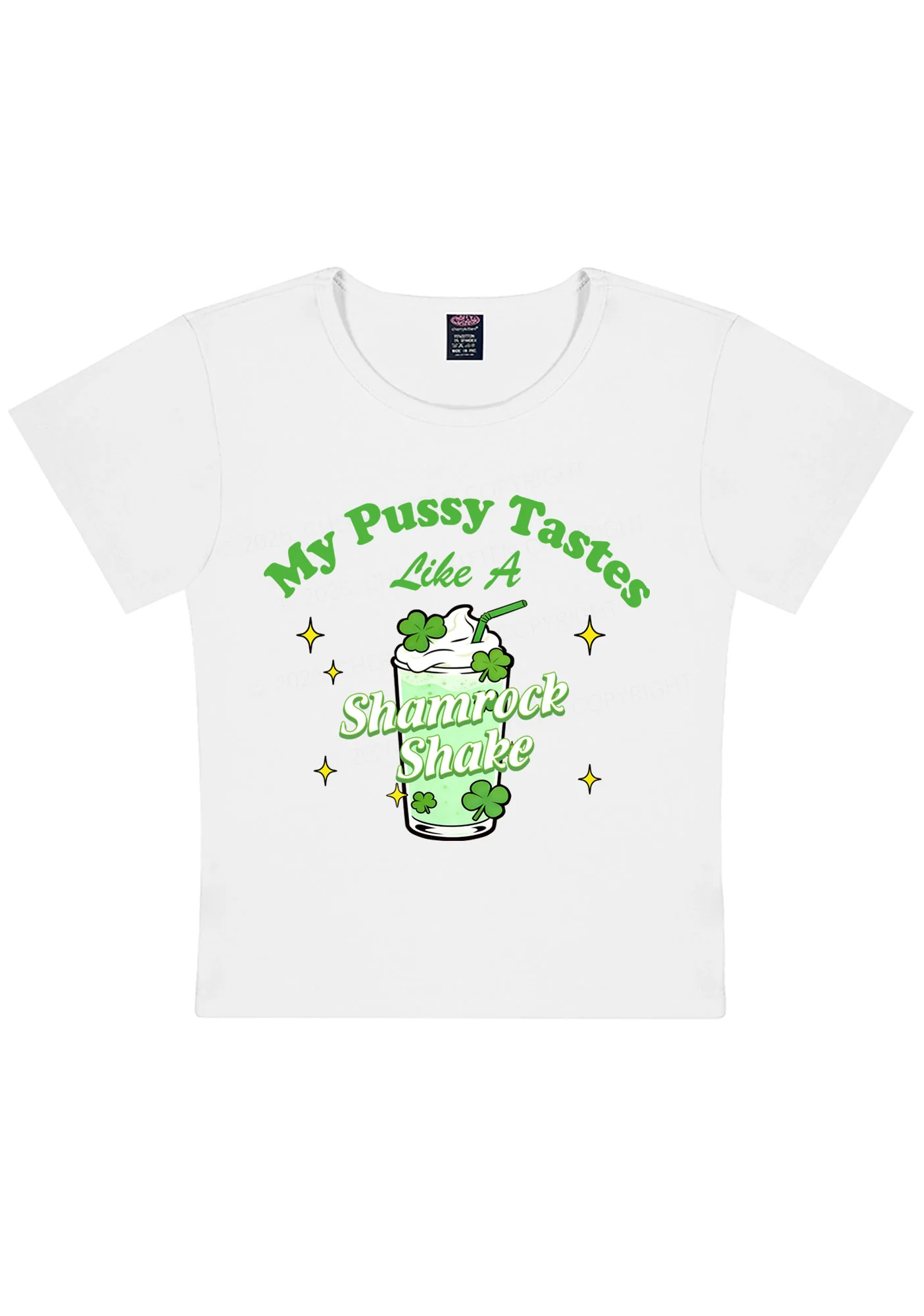 My Puxxy Tastes Like Shamrock Shake St Patricks Y2K Baby Tee Cherrykitten - Image 4