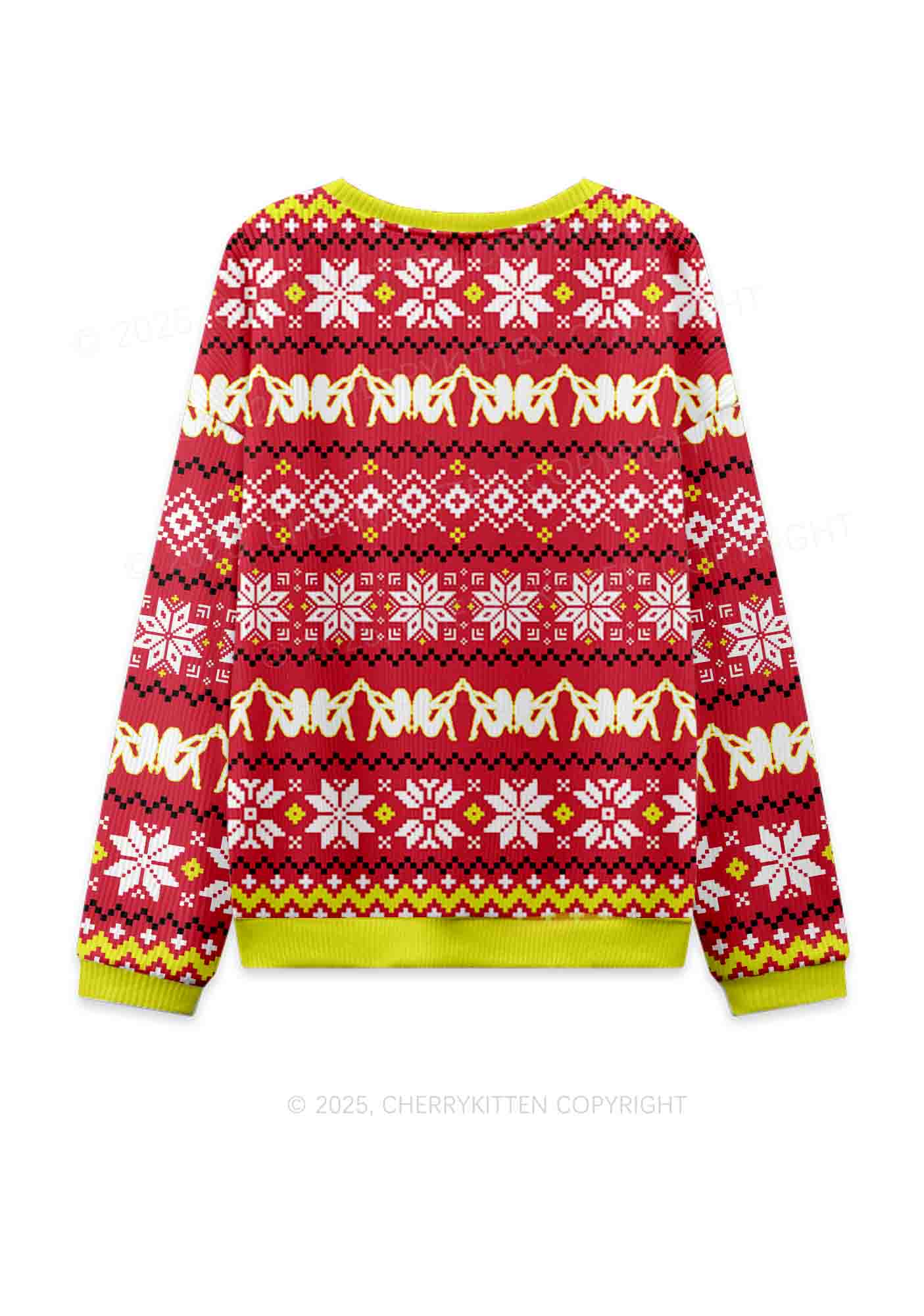 My Sister Is Lesbian Pride Y2K Christmas Knit Sweatshirt Cherrykitten - Image 2