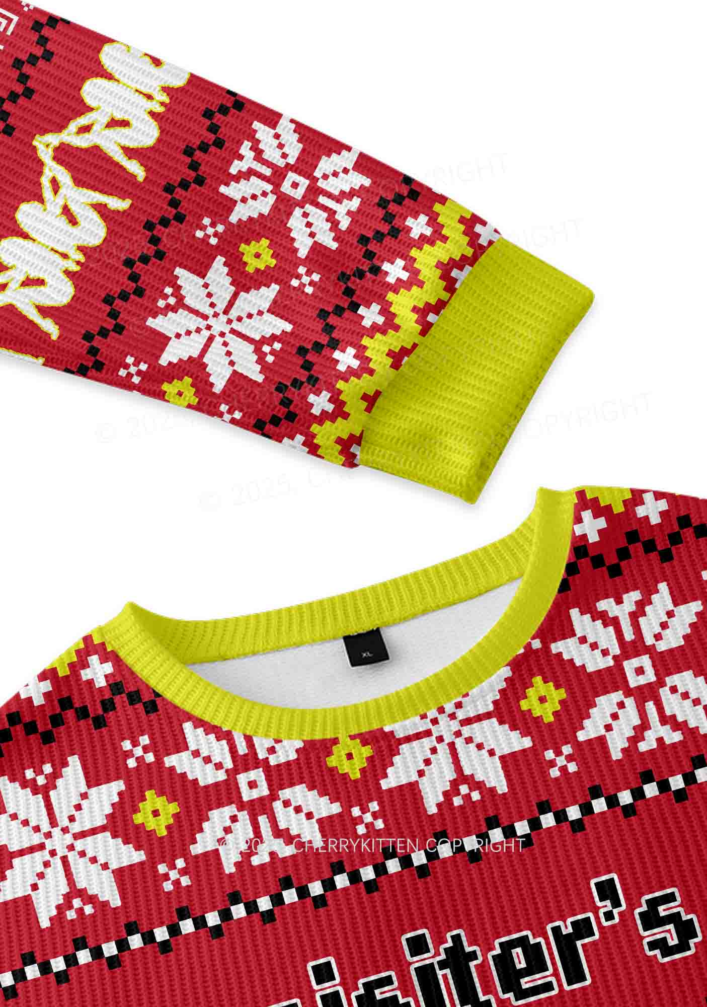 My Sister Is Lesbian Pride Y2K Christmas Knit Sweatshirt Cherrykitten - Image 3