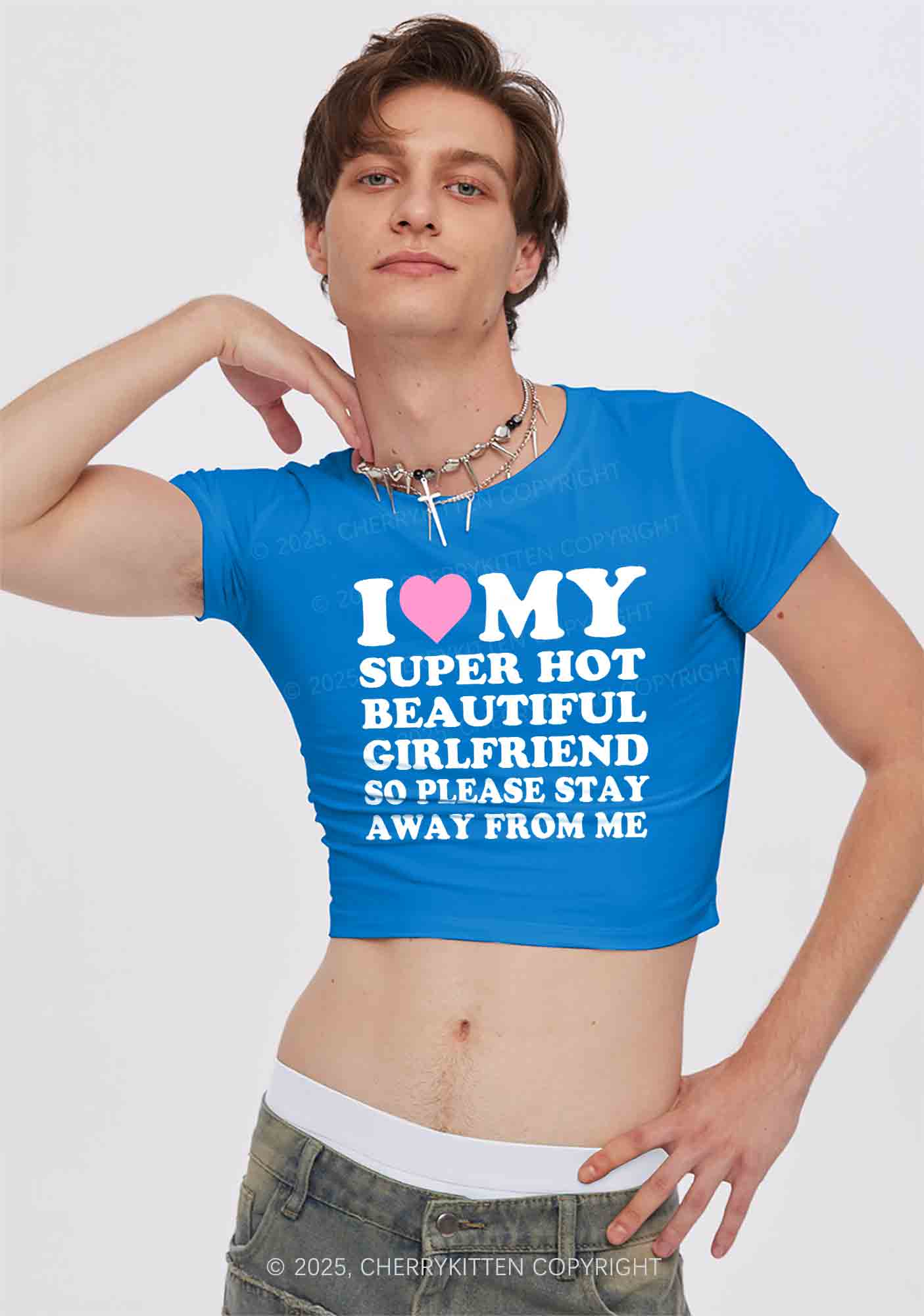 My Super Hot BF GF Y2K Valentine's Day Baby Tee Cherrykitten - Image 3