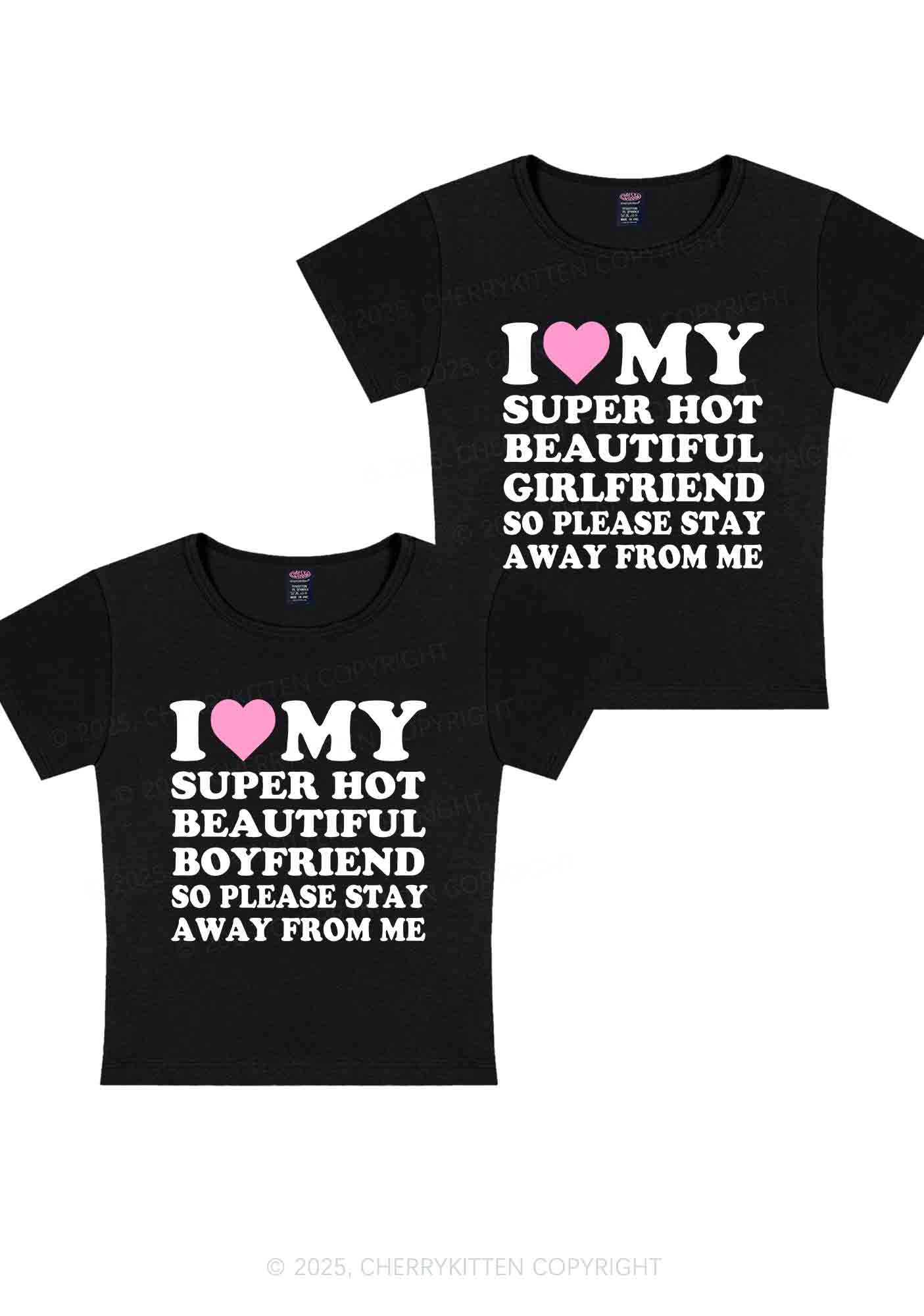 My Super Hot BF GF Y2K Valentine's Day Baby Tee Cherrykitten - Image 4