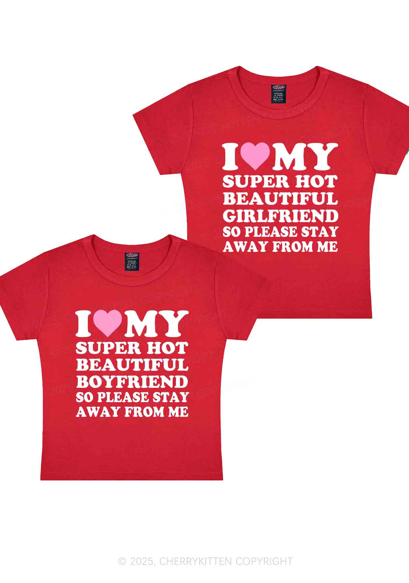 My Super Hot BF GF Y2K Valentine's Day Baby Tee Cherrykitten - Image 6