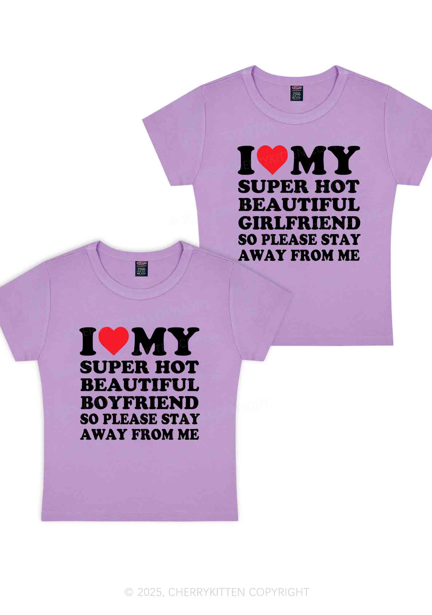 My Super Hot BF GF Y2K Valentine's Day Baby Tee Cherrykitten - Image 8