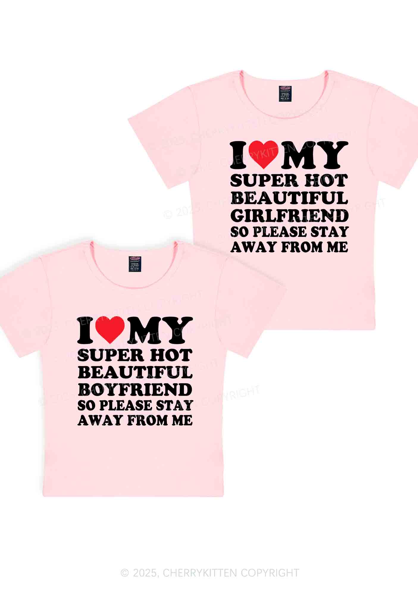 My Super Hot BF GF Y2K Valentine's Day Baby Tee Cherrykitten - Image 9