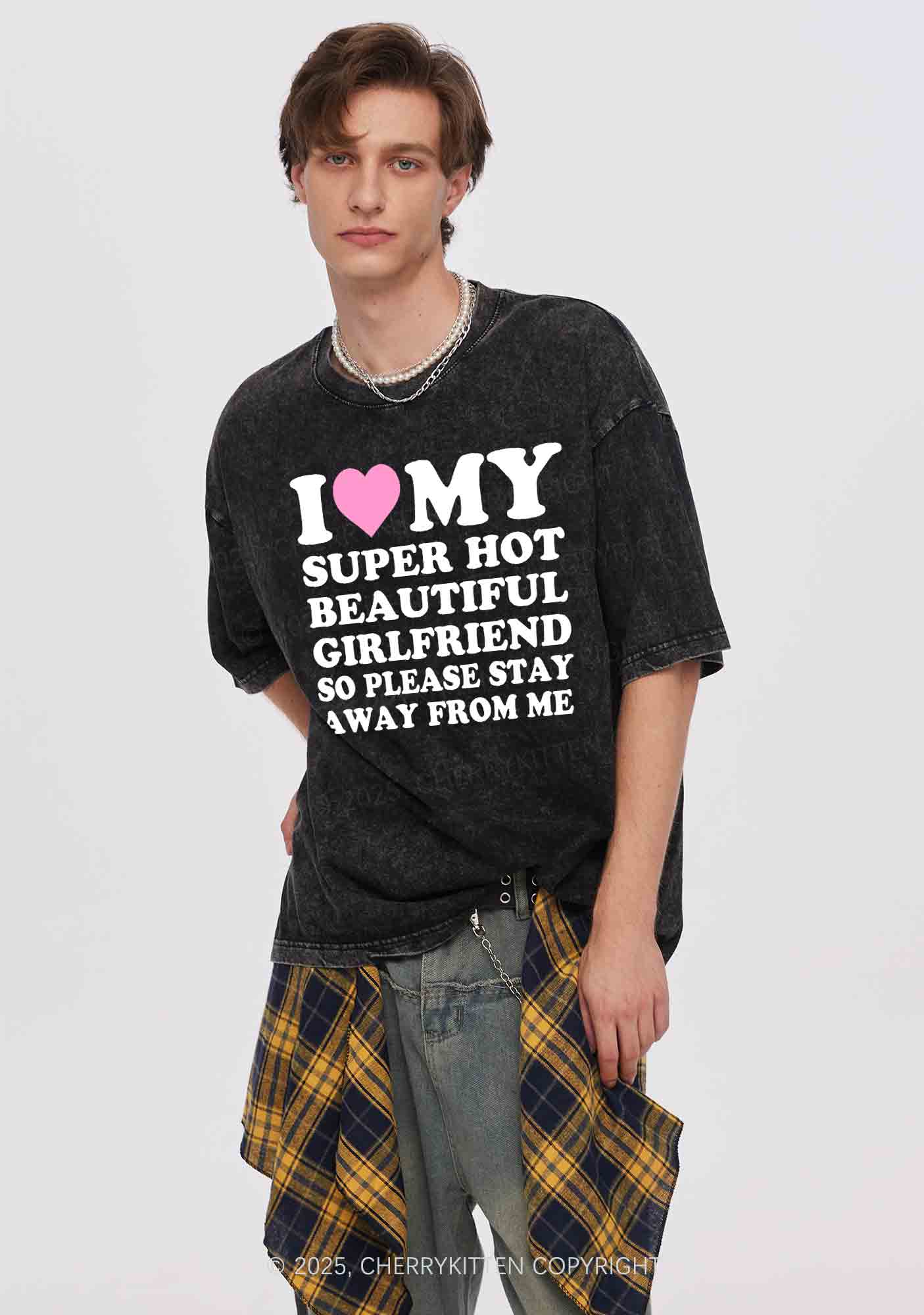 My Super Hot BF GF Y2K Valentine's Day Washed Tee Cherrykitten - Image 3