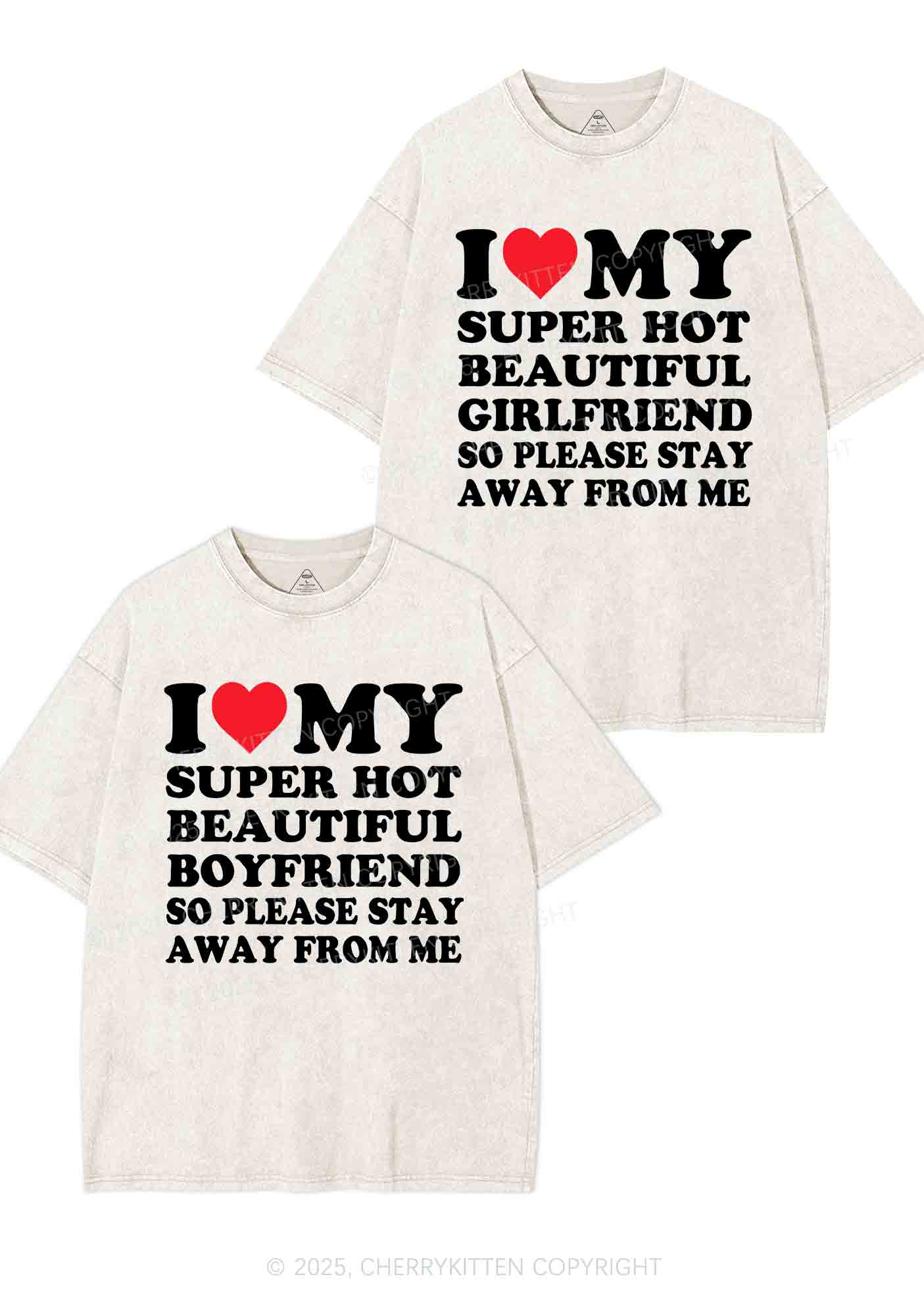 My Super Hot BF GF Y2K Valentine's Day Washed Tee Cherrykitten - Image 4