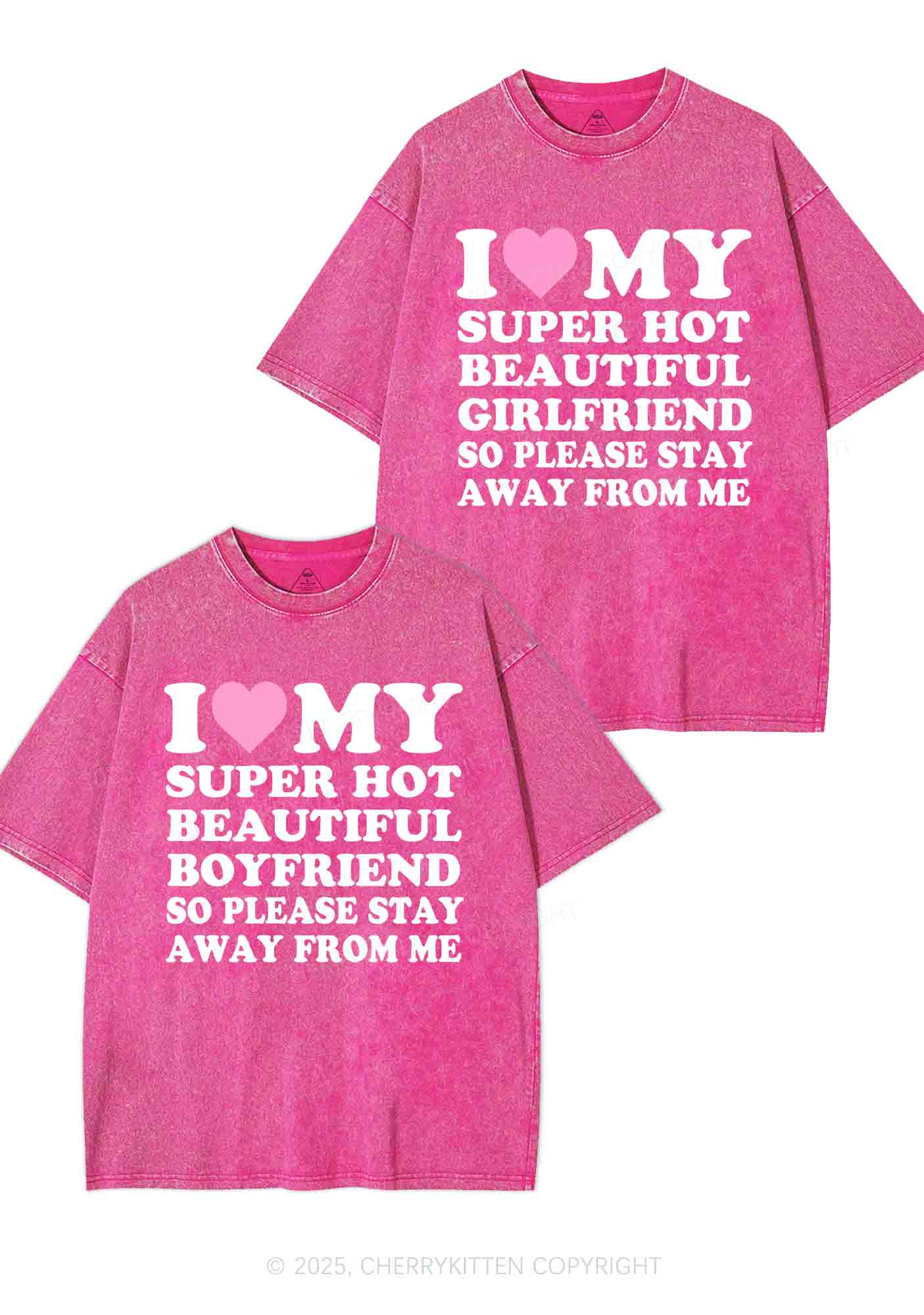 My Super Hot BF GF Y2K Valentine's Day Washed Tee Cherrykitten - Image 5