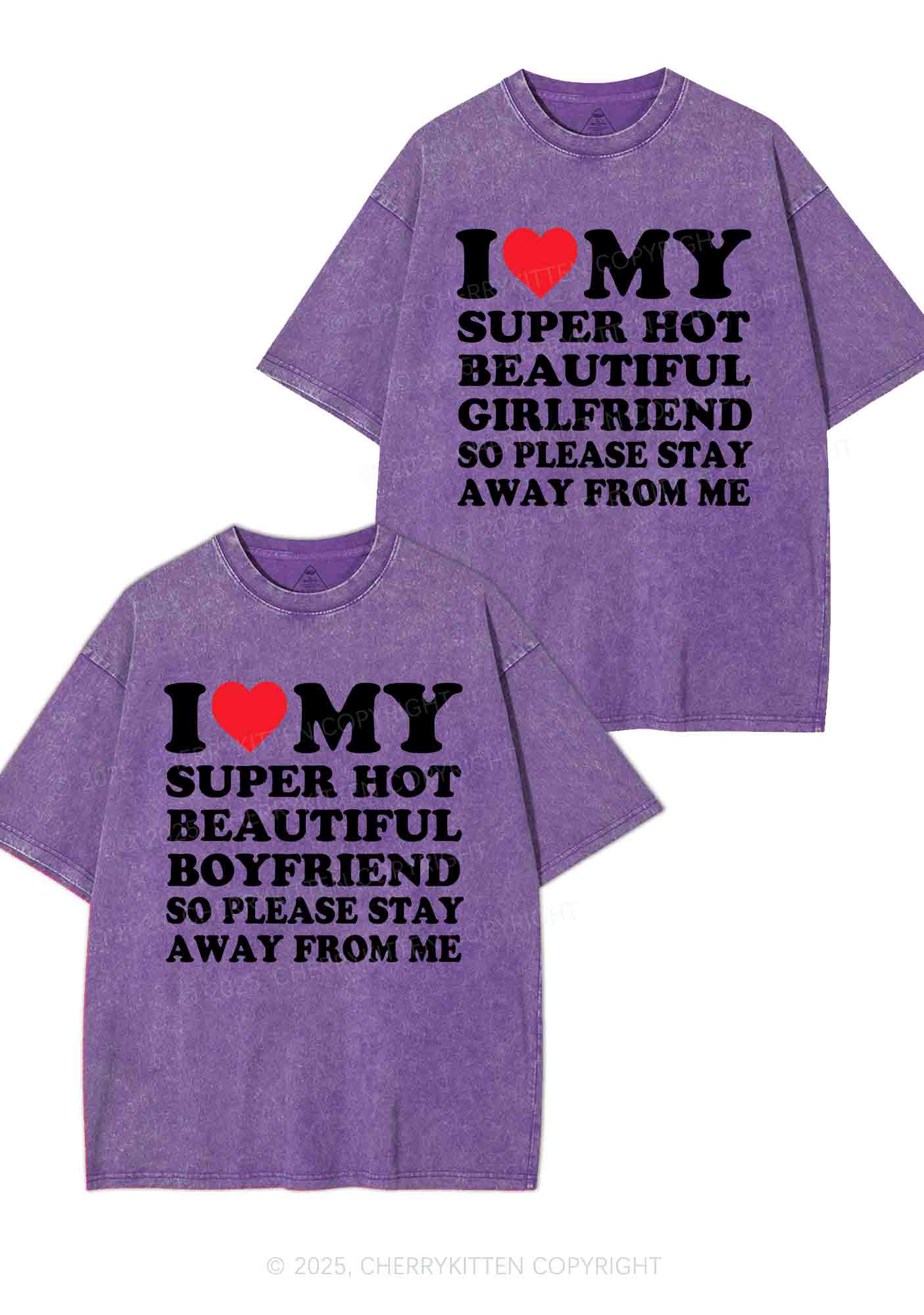 My Super Hot BF GF Y2K Valentine's Day Washed Tee Cherrykitten - Image 6