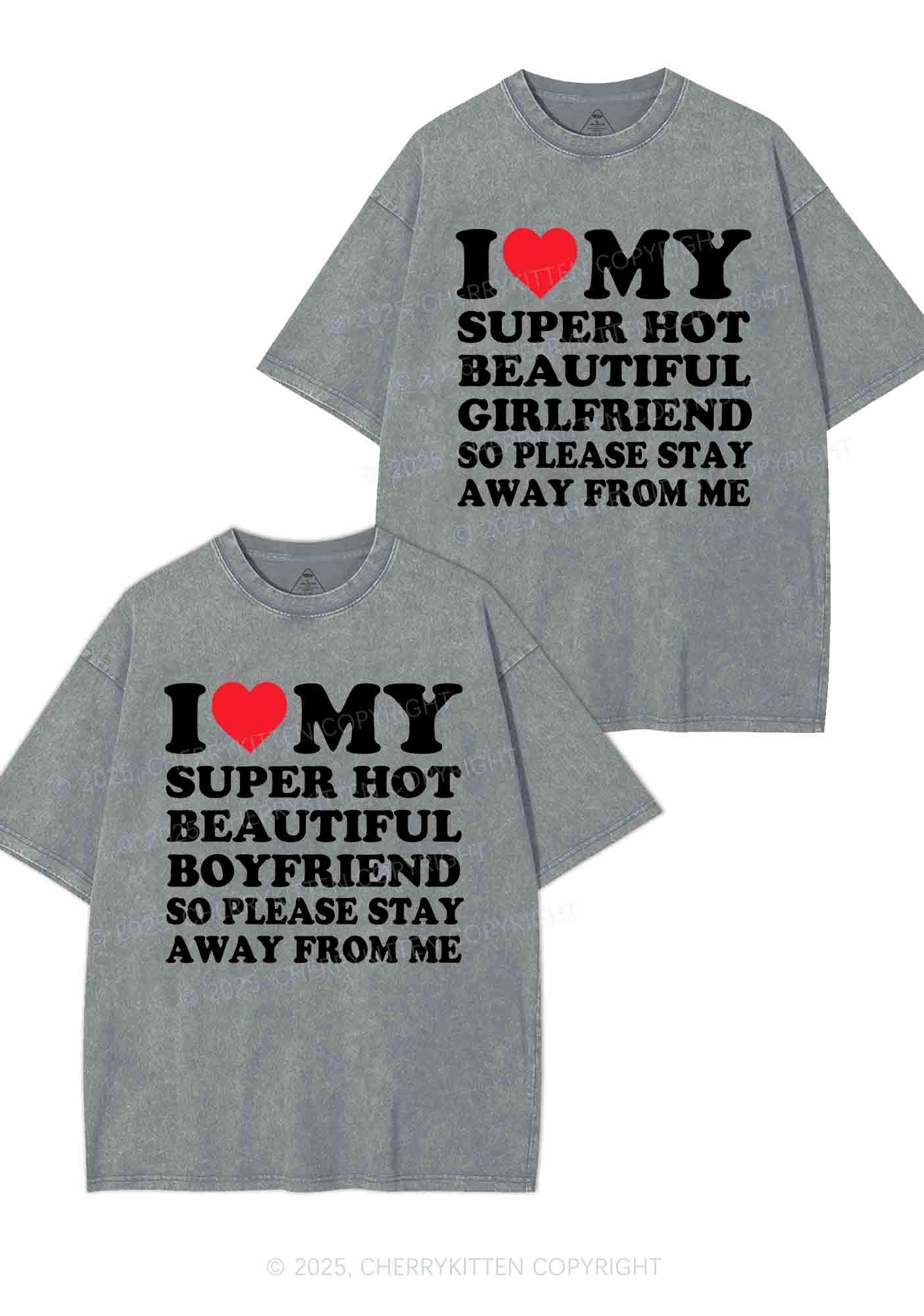 My Super Hot BF GF Y2K Valentine's Day Washed Tee Cherrykitten - Image 8