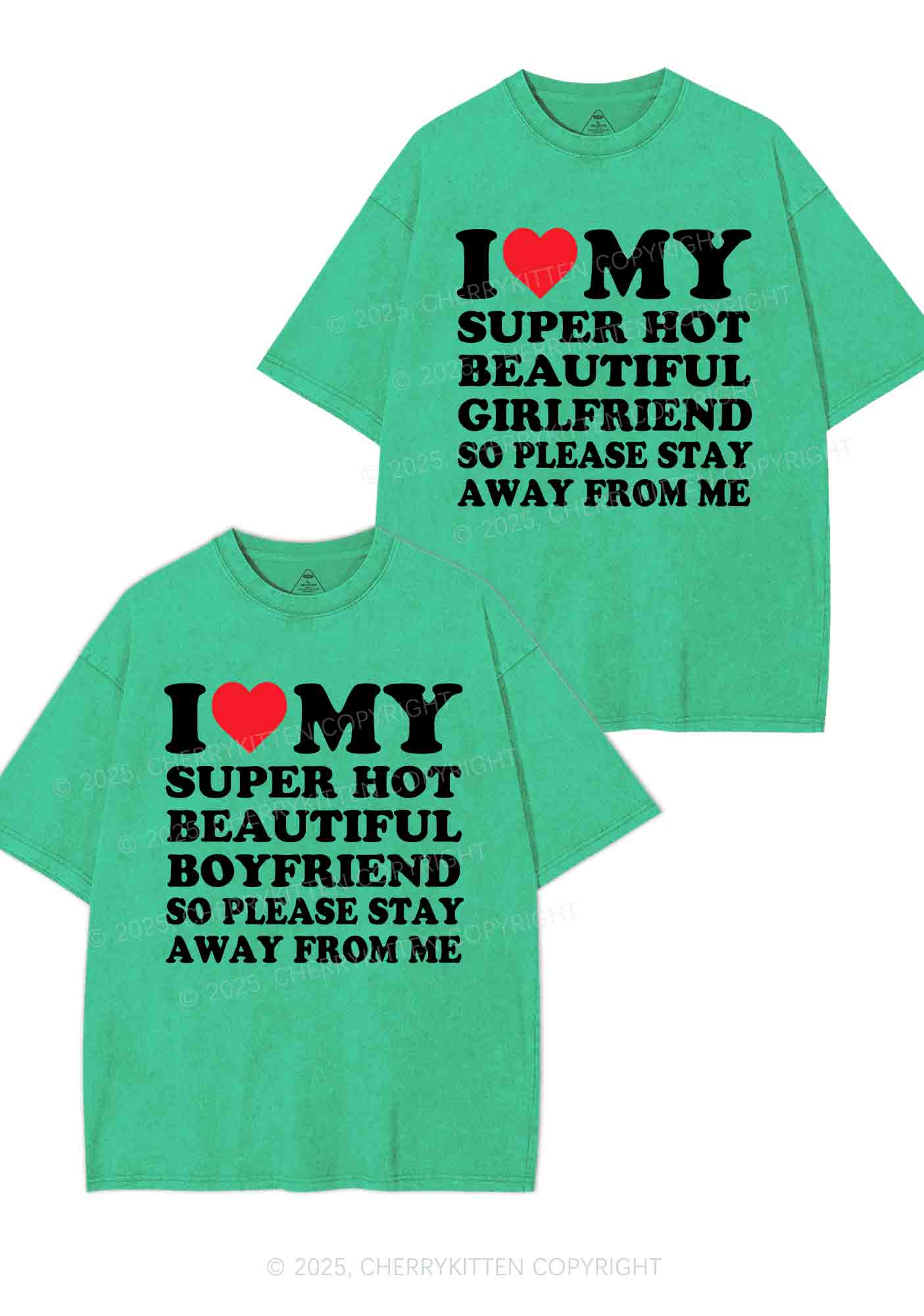 My Super Hot BF GF Y2K Valentine's Day Washed Tee Cherrykitten - Image 9