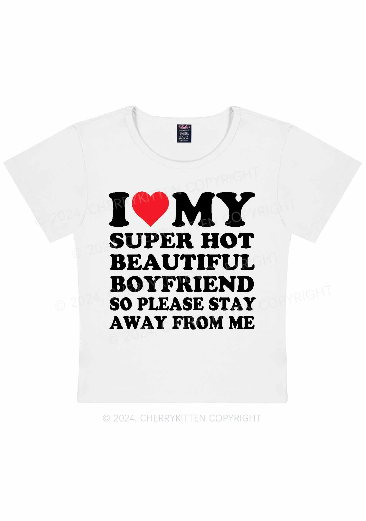 My Super Hot Boyfriend Y2K Valentine's Day Baby Tee Cherrykitten - Image 3