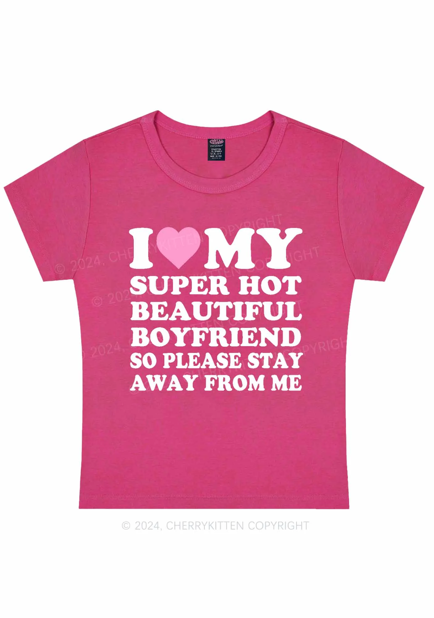 My Super Hot Boyfriend Y2K Valentine's Day Baby Tee Cherrykitten - Image 4