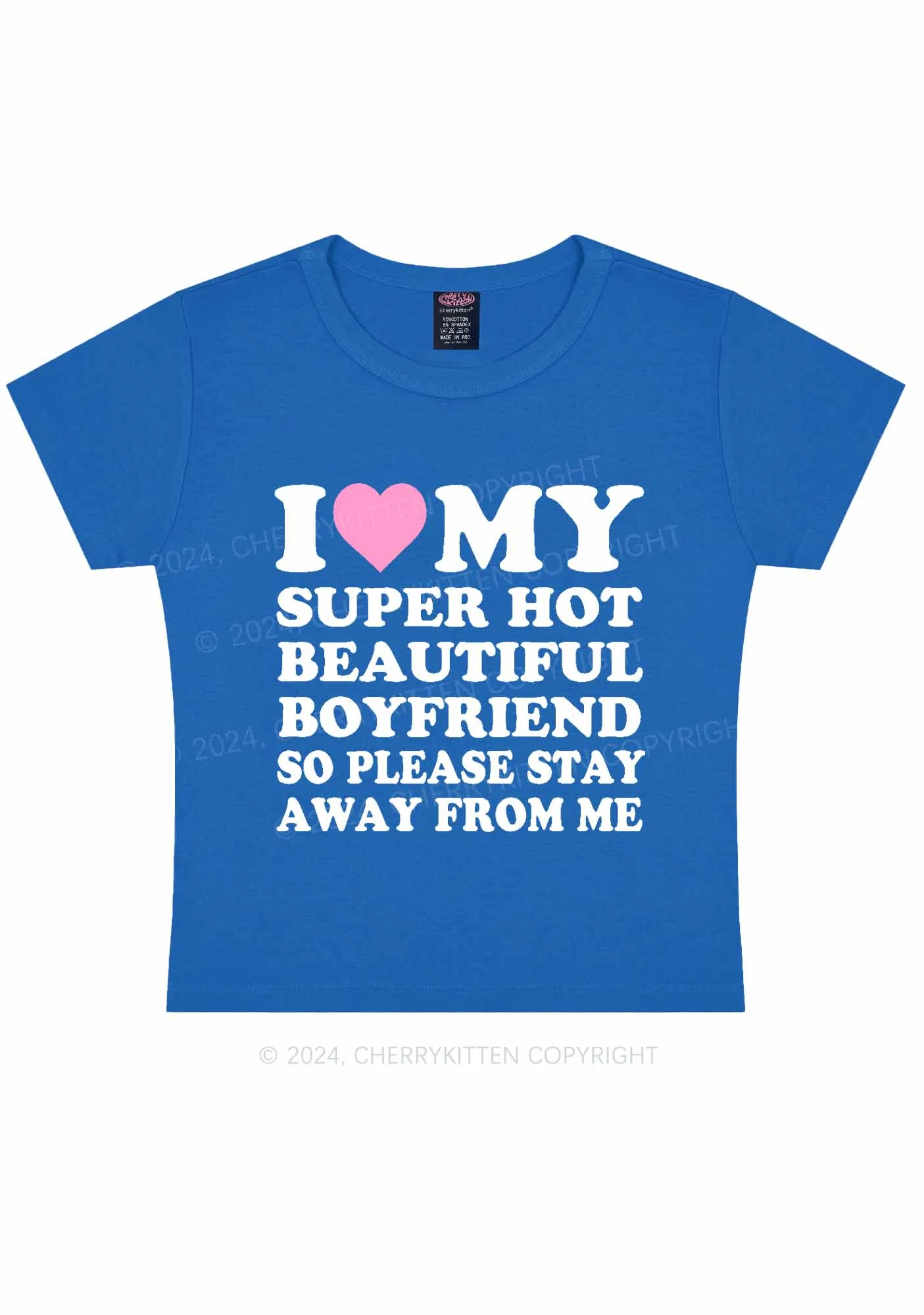 My Super Hot Boyfriend Y2K Valentine's Day Baby Tee Cherrykitten - Image 5