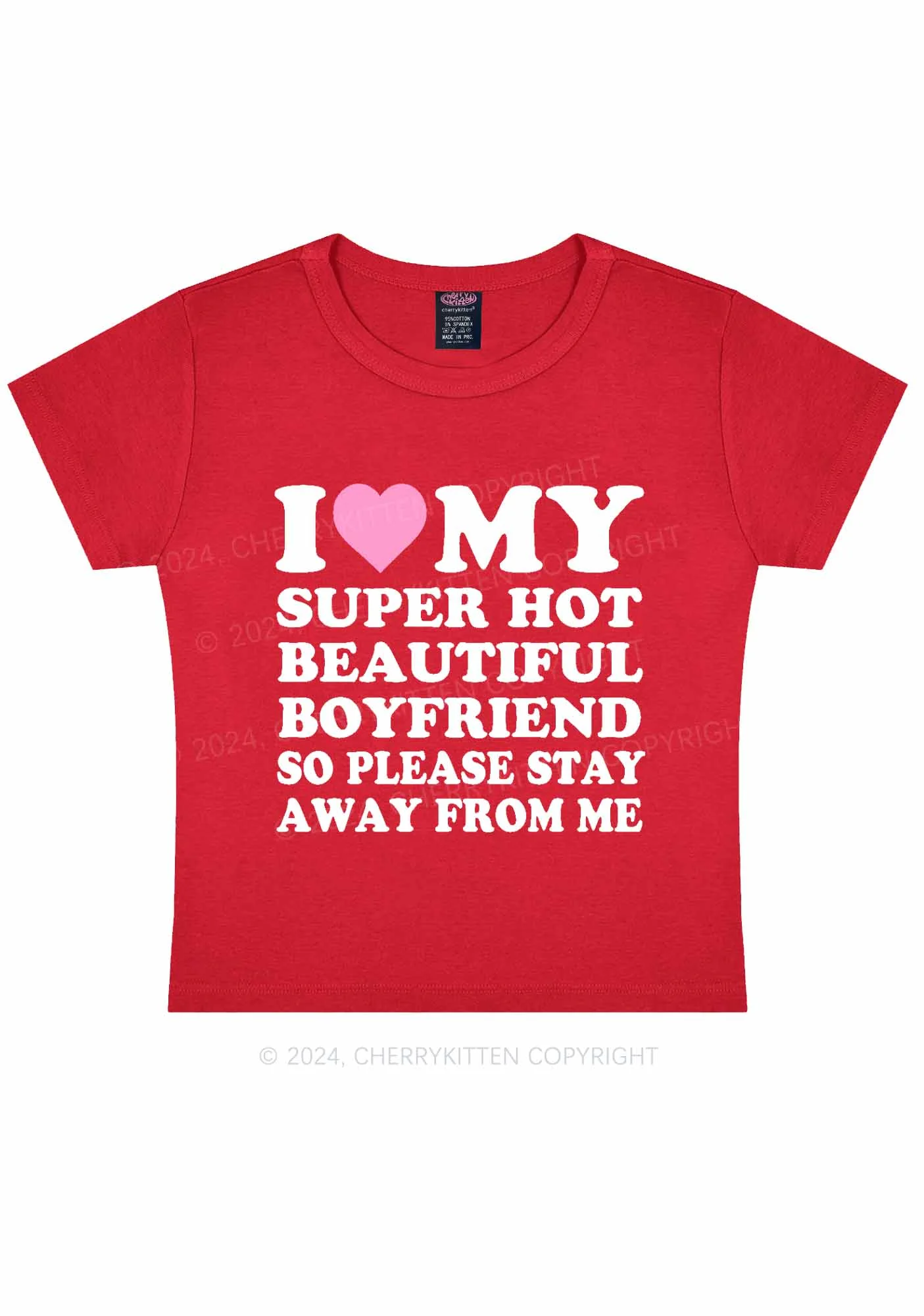 My Super Hot Boyfriend Y2K Valentine's Day Baby Tee Cherrykitten - Image 6