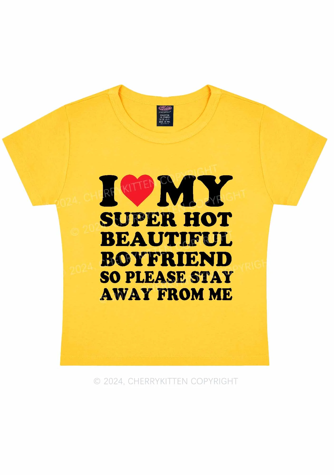 My Super Hot Boyfriend Y2K Valentine's Day Baby Tee Cherrykitten - Image 7
