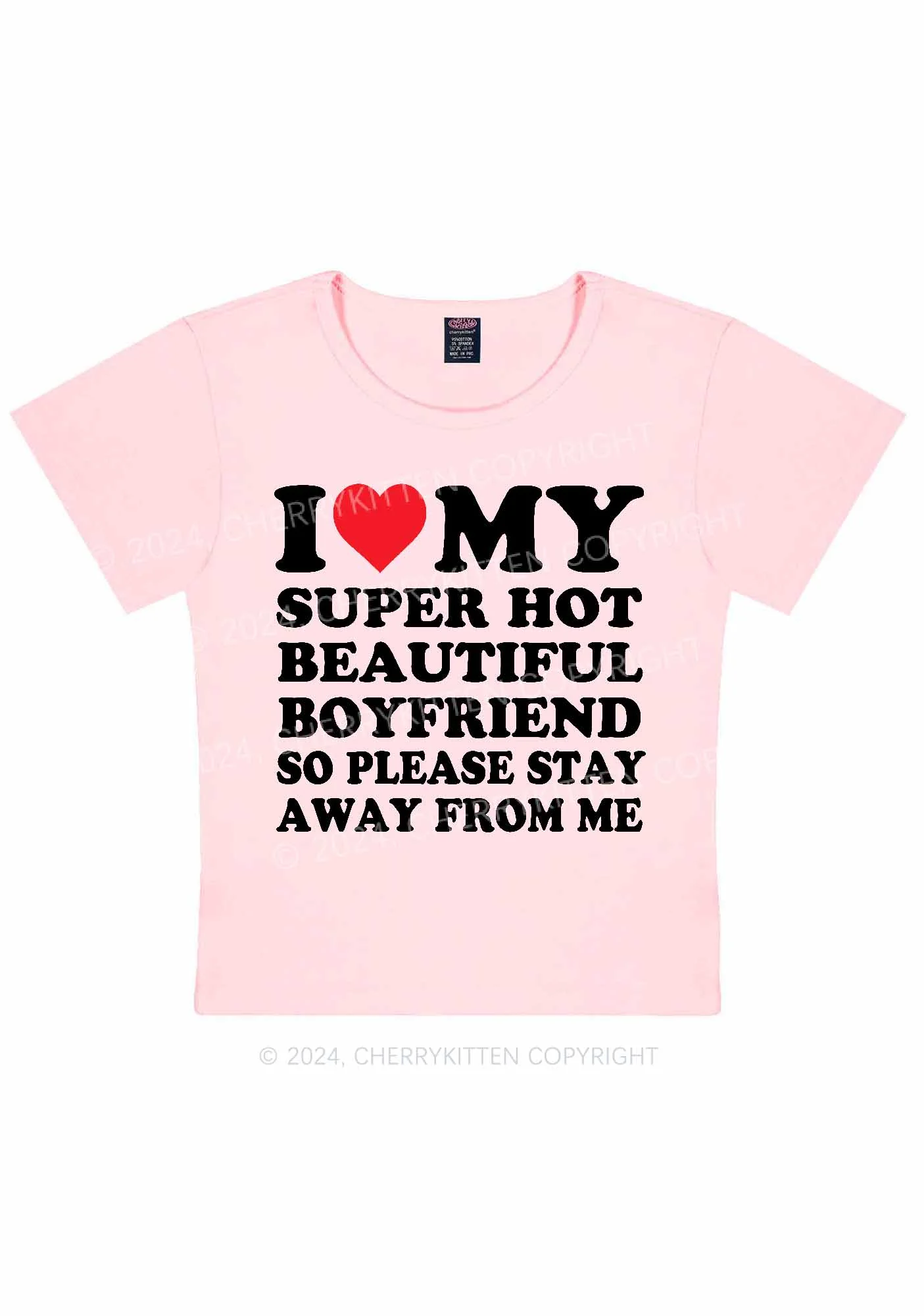 My Super Hot Boyfriend Y2K Valentine's Day Baby Tee Cherrykitten - Image 8