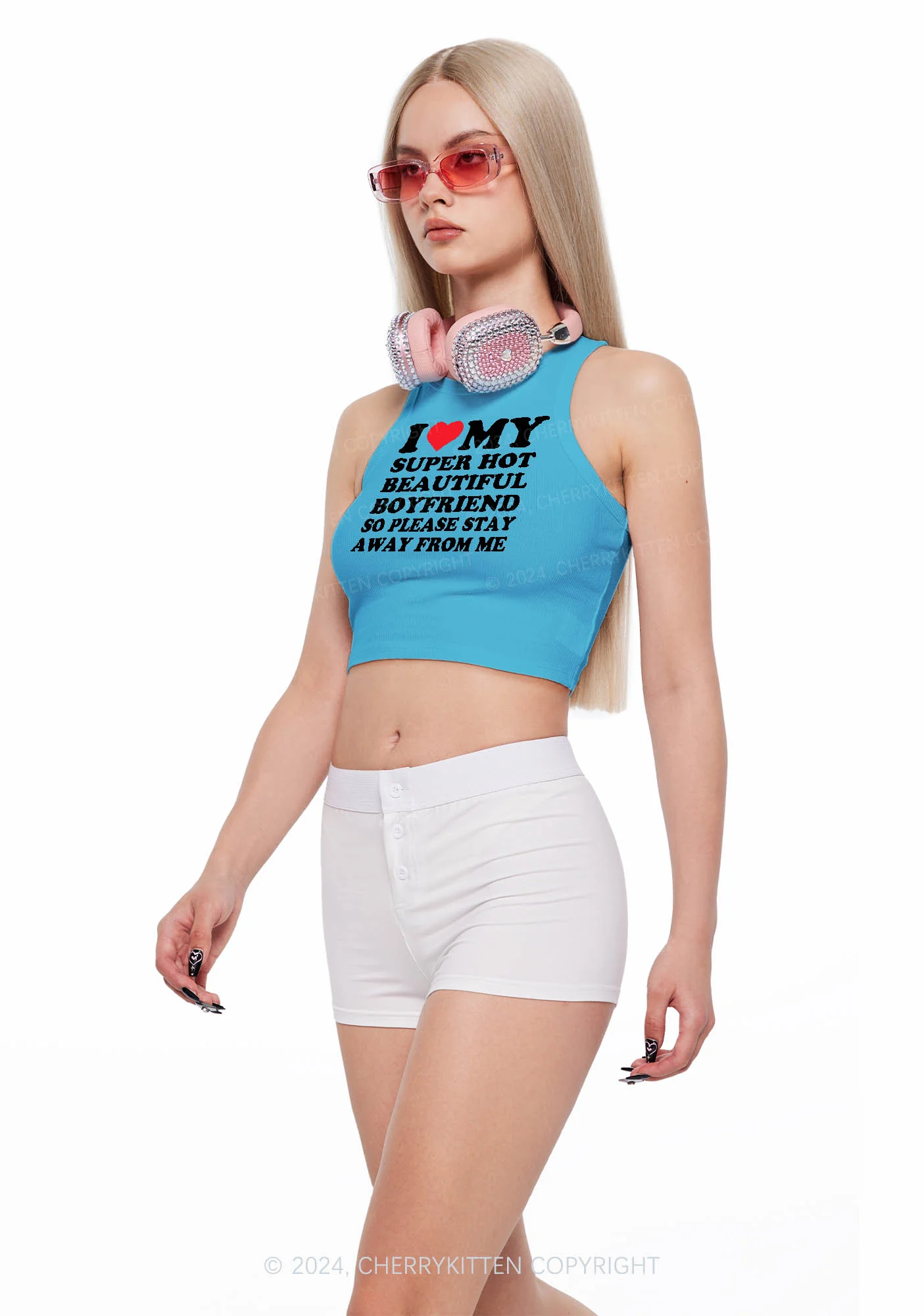My Super Hot Boyfriend Y2K Valentine's Day Crop Tank Top Cherrykitten - Image 2