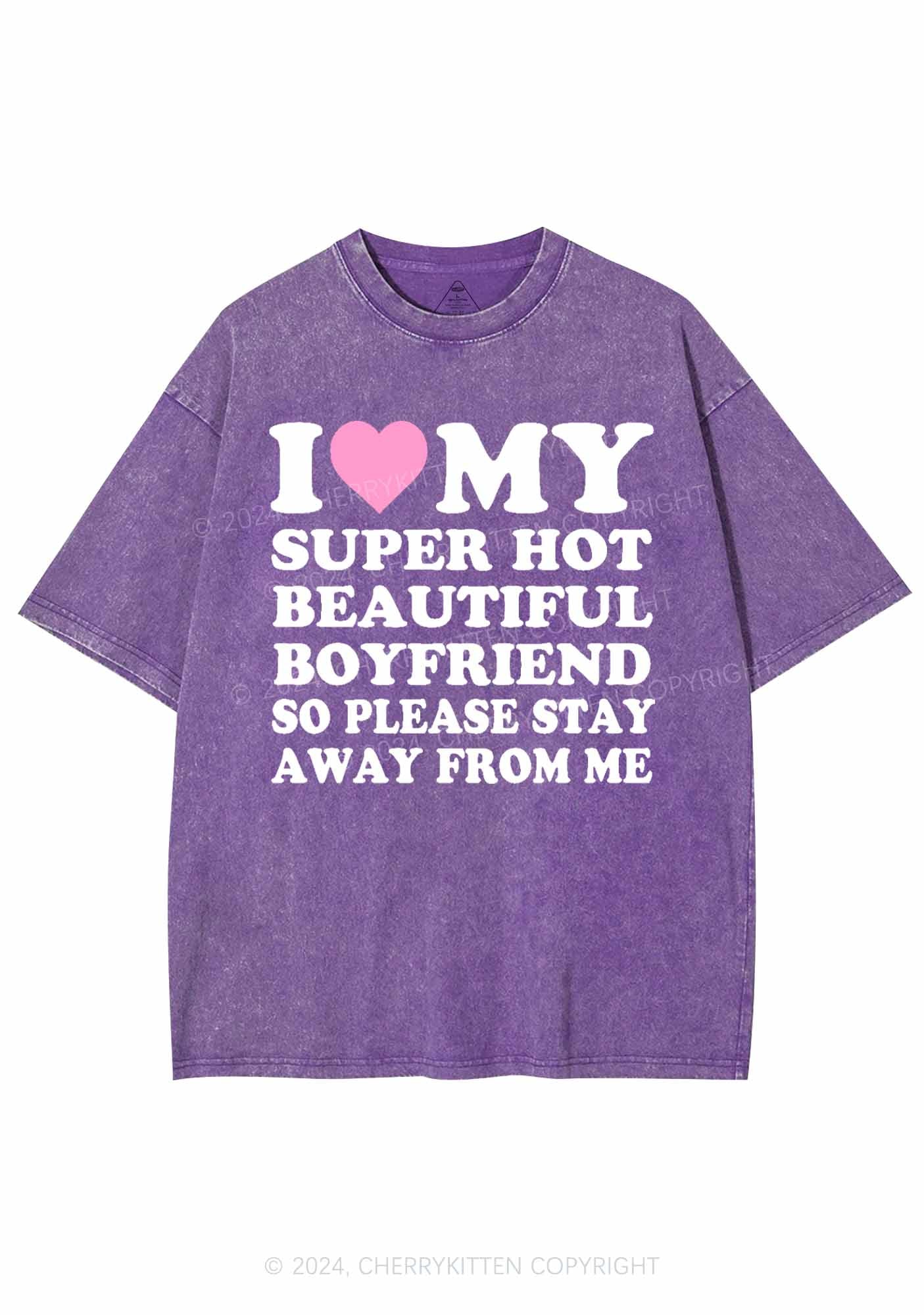 My Super Hot Boyfriend Y2K Valentine's Day Washed Tee Cherrykitten - Image 5