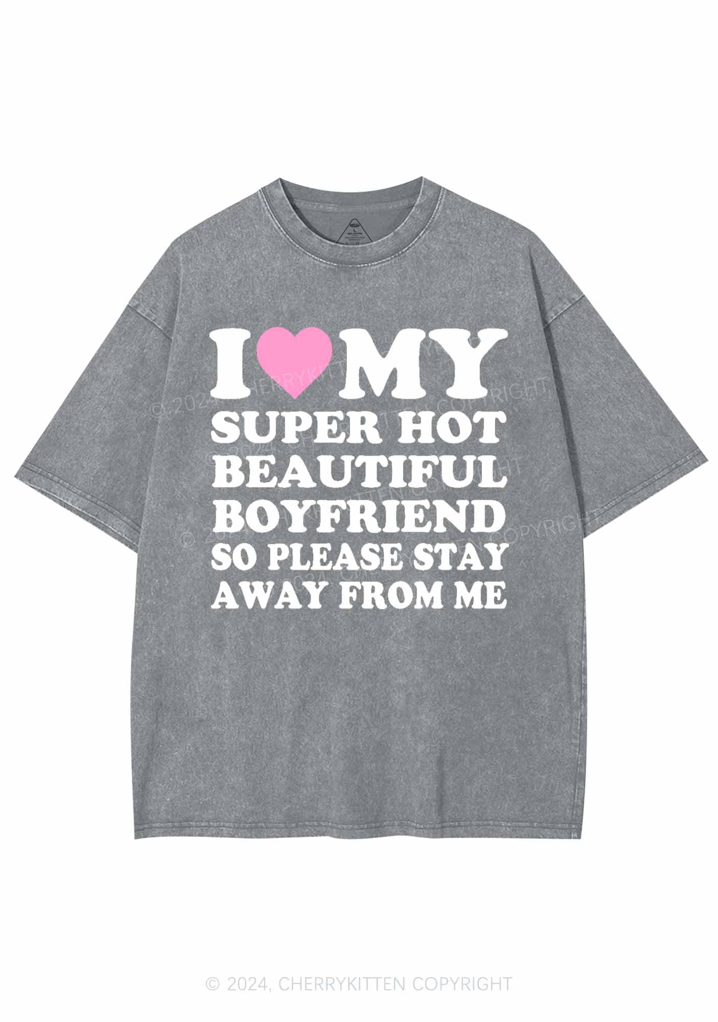My Super Hot Boyfriend Y2K Valentine's Day Washed Tee Cherrykitten - Image 6