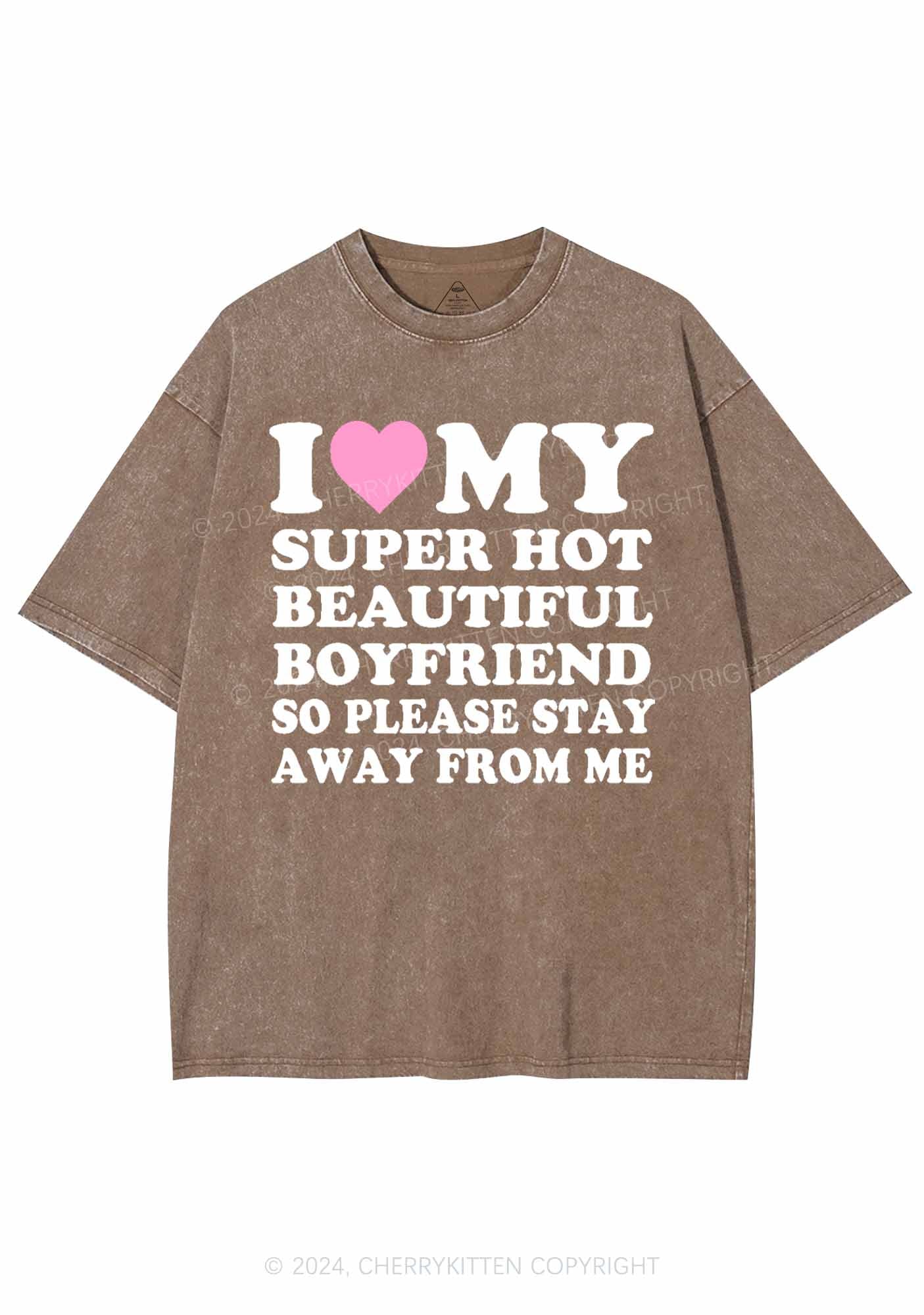My Super Hot Boyfriend Y2K Valentine's Day Washed Tee Cherrykitten - Image 7