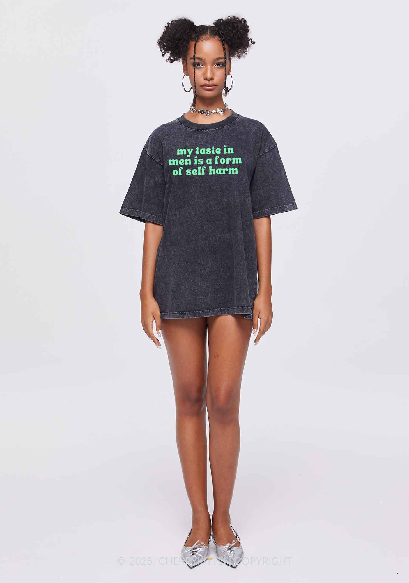 My Taste In Men Y2K Shirts Washed Tee Cherrykitten - Image 2