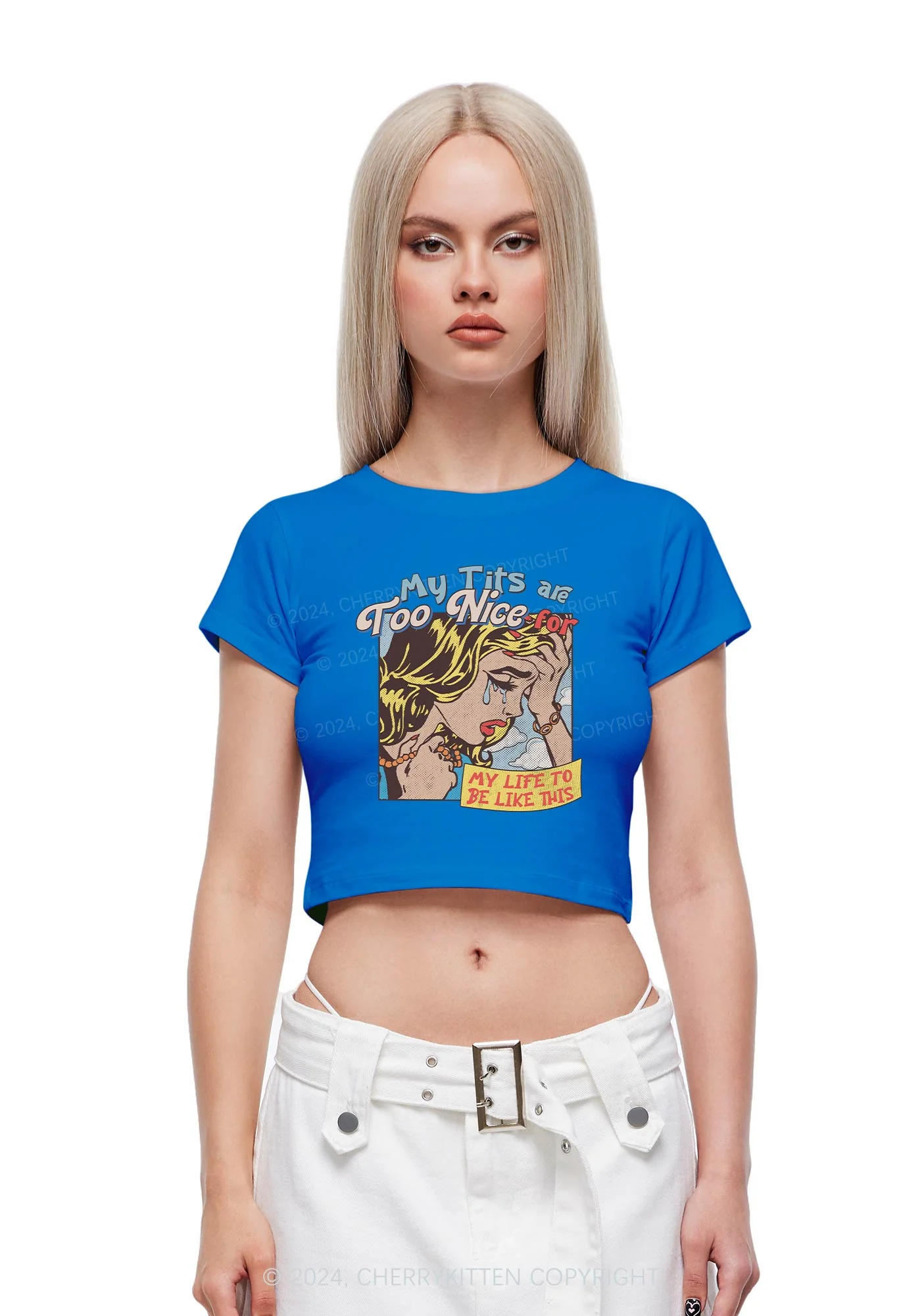 My Txts Too Nice Y2K Baby Tee Cherrykitten - Image 2