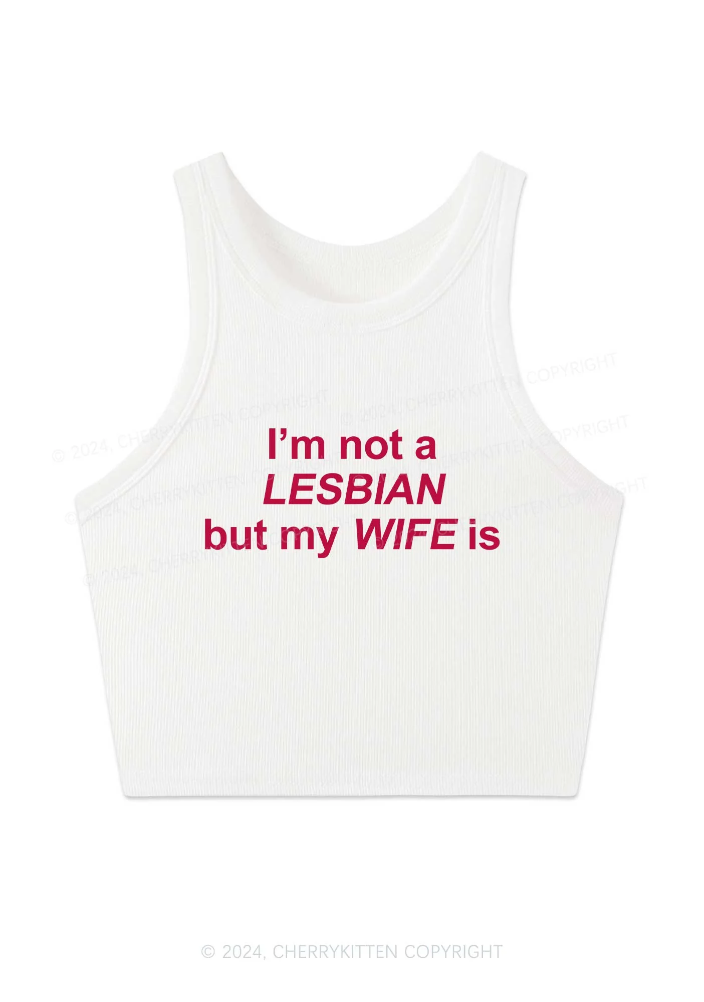 My Wife Is Lesbian Y2K Crop Tank Top Cherrykitten - Image 2