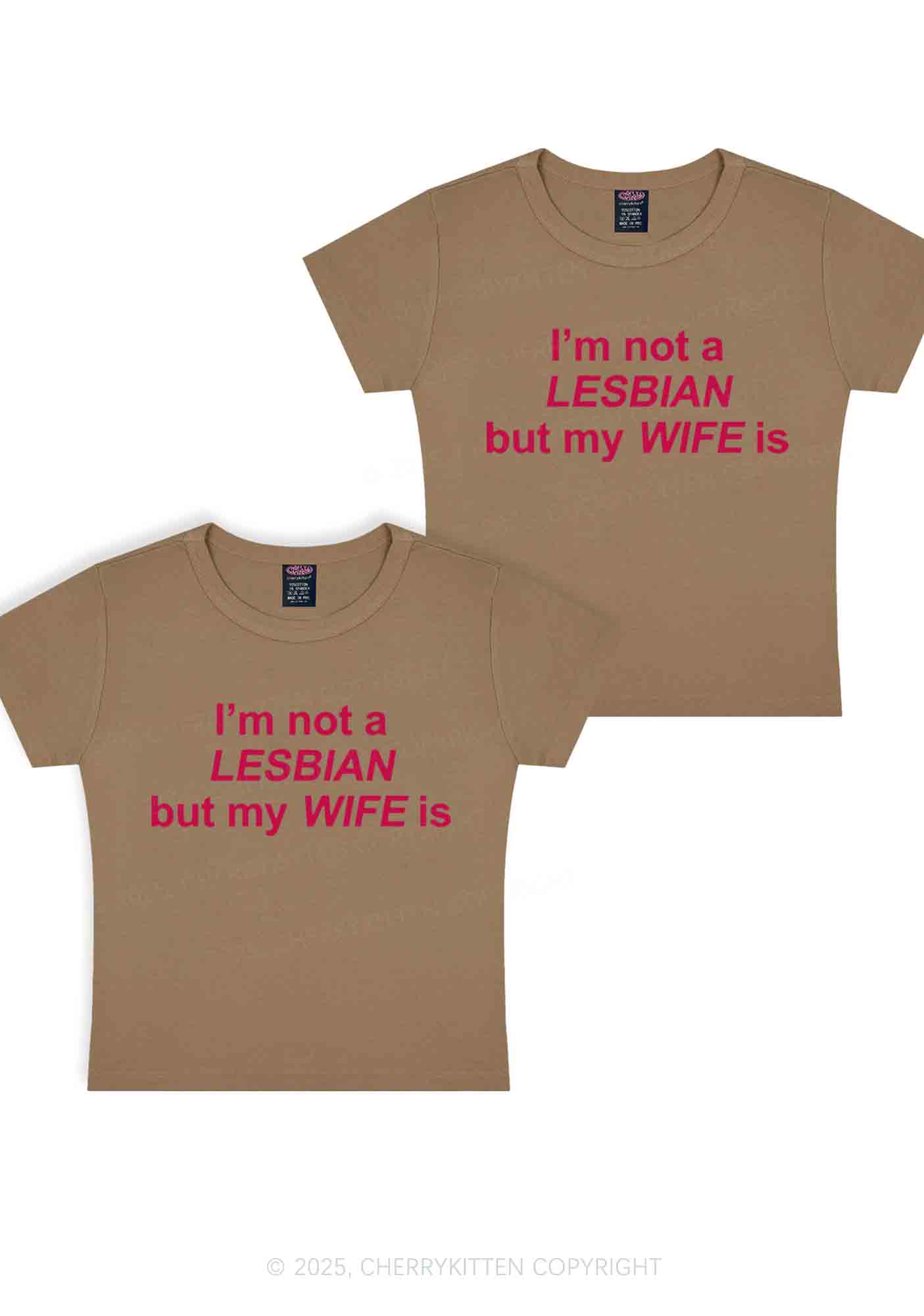 My Wife Is Lesbian Y2K Valentine's Day Baby Tee Cherrykitten - Image 10