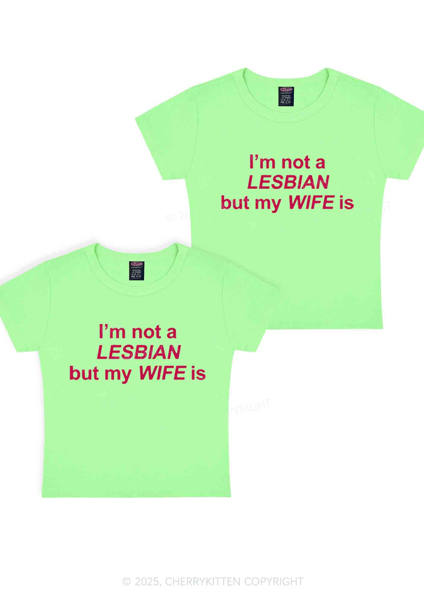 My Wife Is Lesbian Y2K Valentine's Day Baby Tee Cherrykitten - Image 12