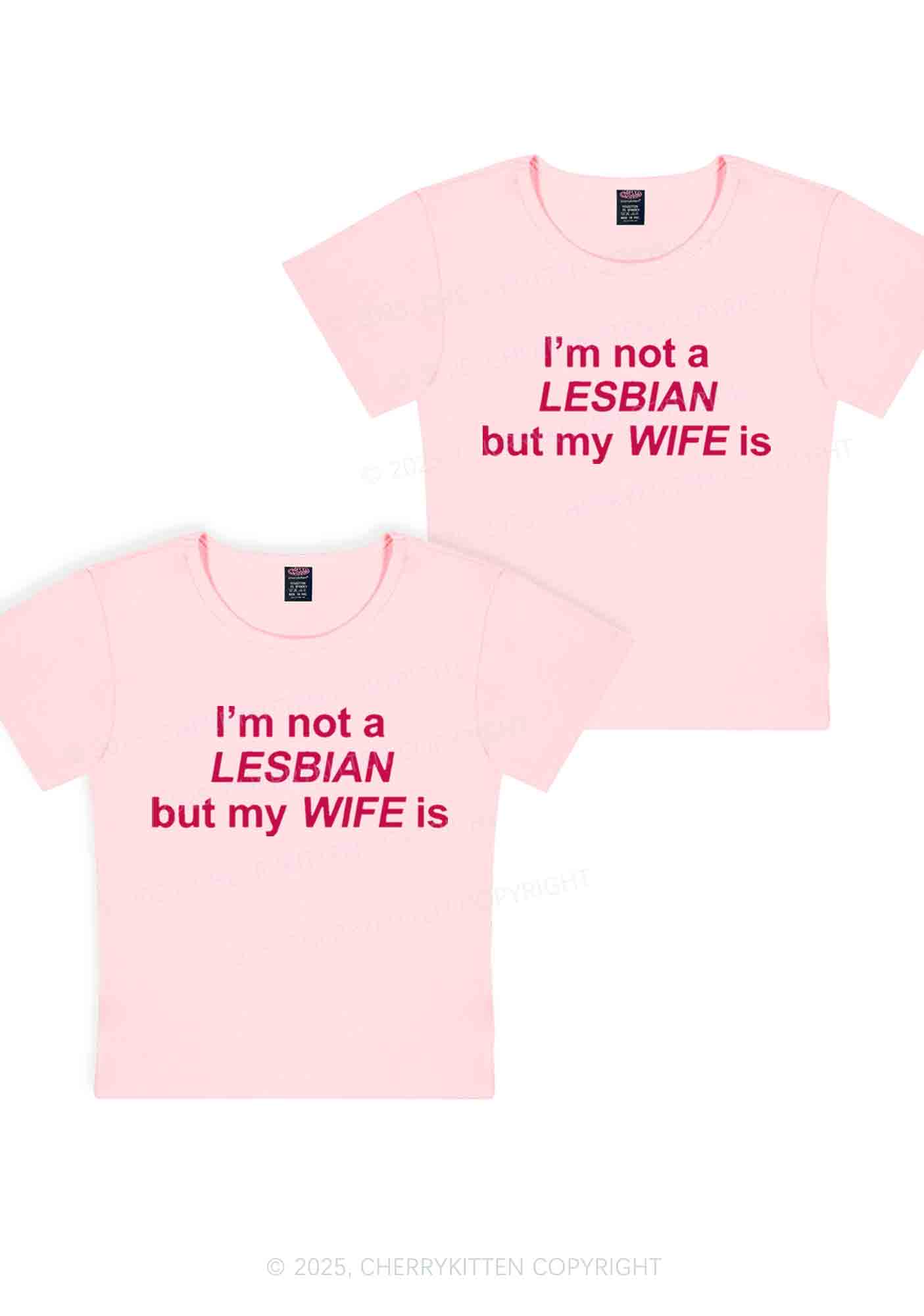 My Wife Is Lesbian Y2K Valentine's Day Baby Tee Cherrykitten - Image 6