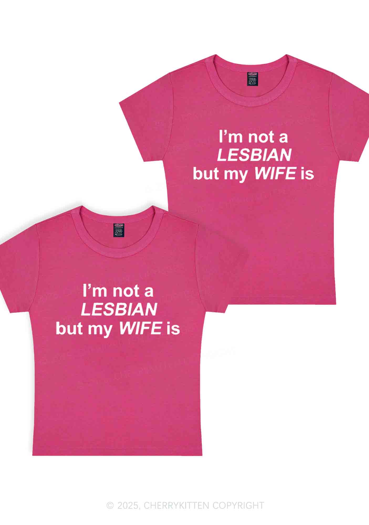 My Wife Is Lesbian Y2K Valentine's Day Baby Tee Cherrykitten - Image 7