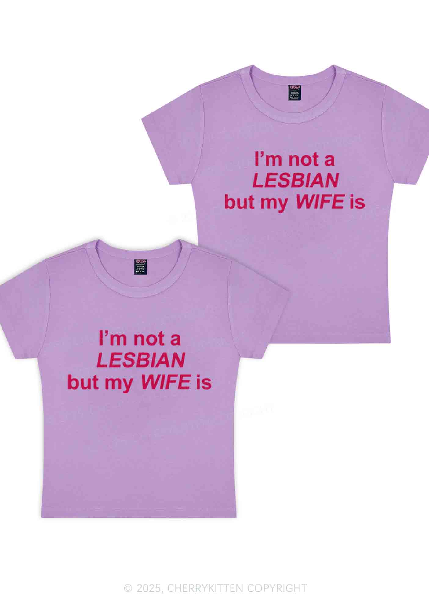 My Wife Is Lesbian Y2K Valentine's Day Baby Tee Cherrykitten - Image 8