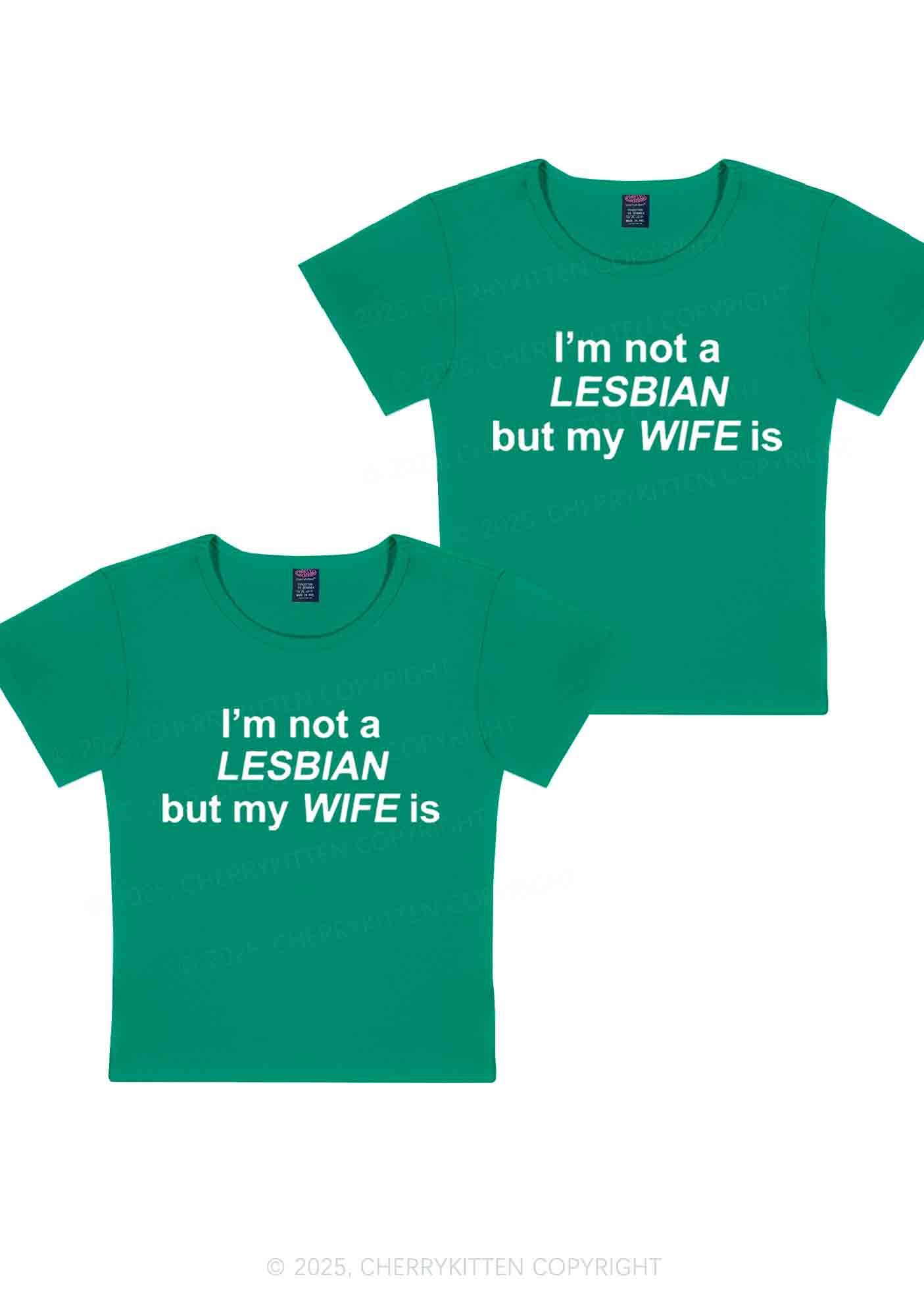 My Wife Is Lesbian Y2K Valentine's Day Baby Tee Cherrykitten - Image 9