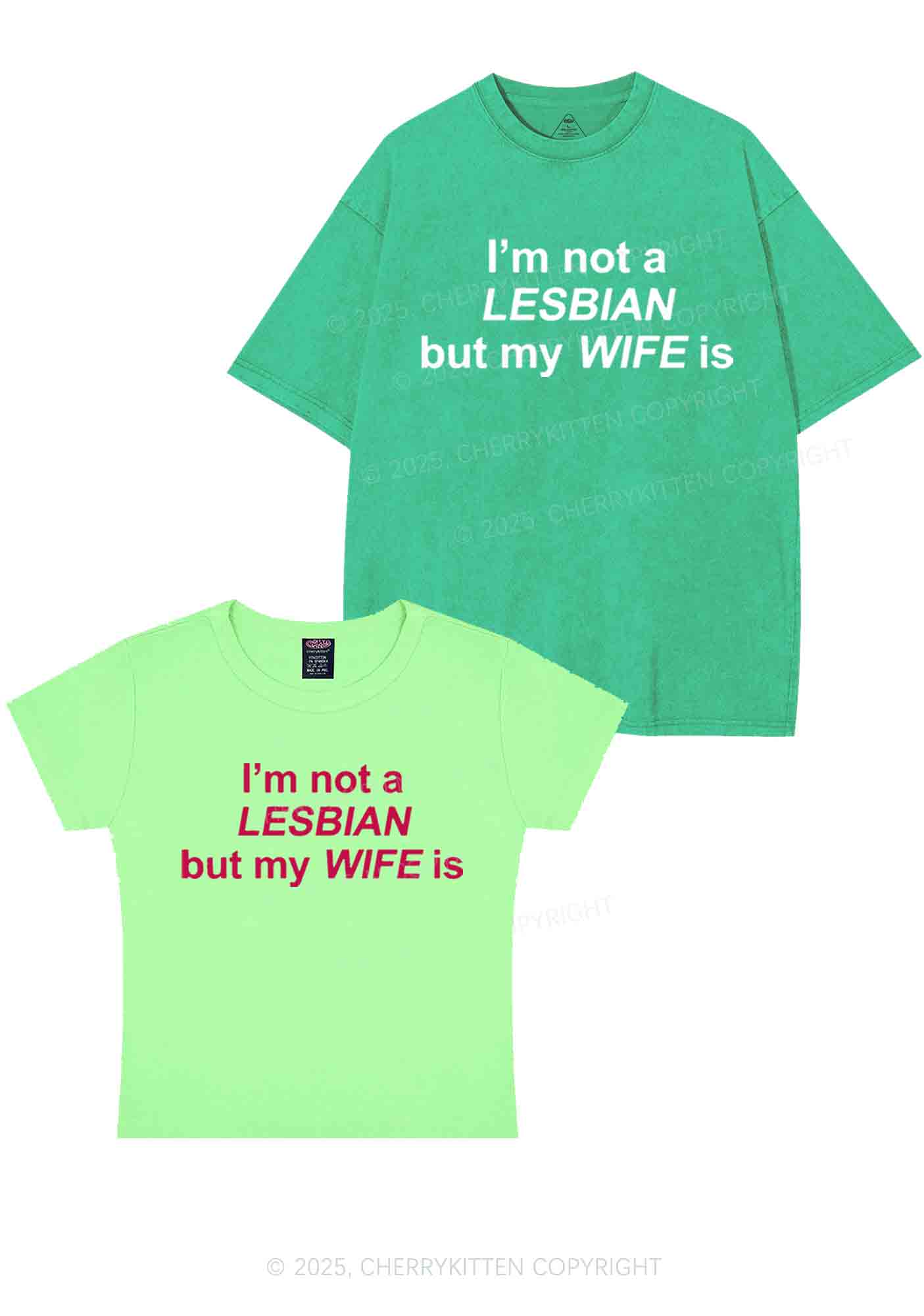 My Wife Is Lesbian Y2K Valentine's Day Couple Shirt Cherrykitten - Image 11