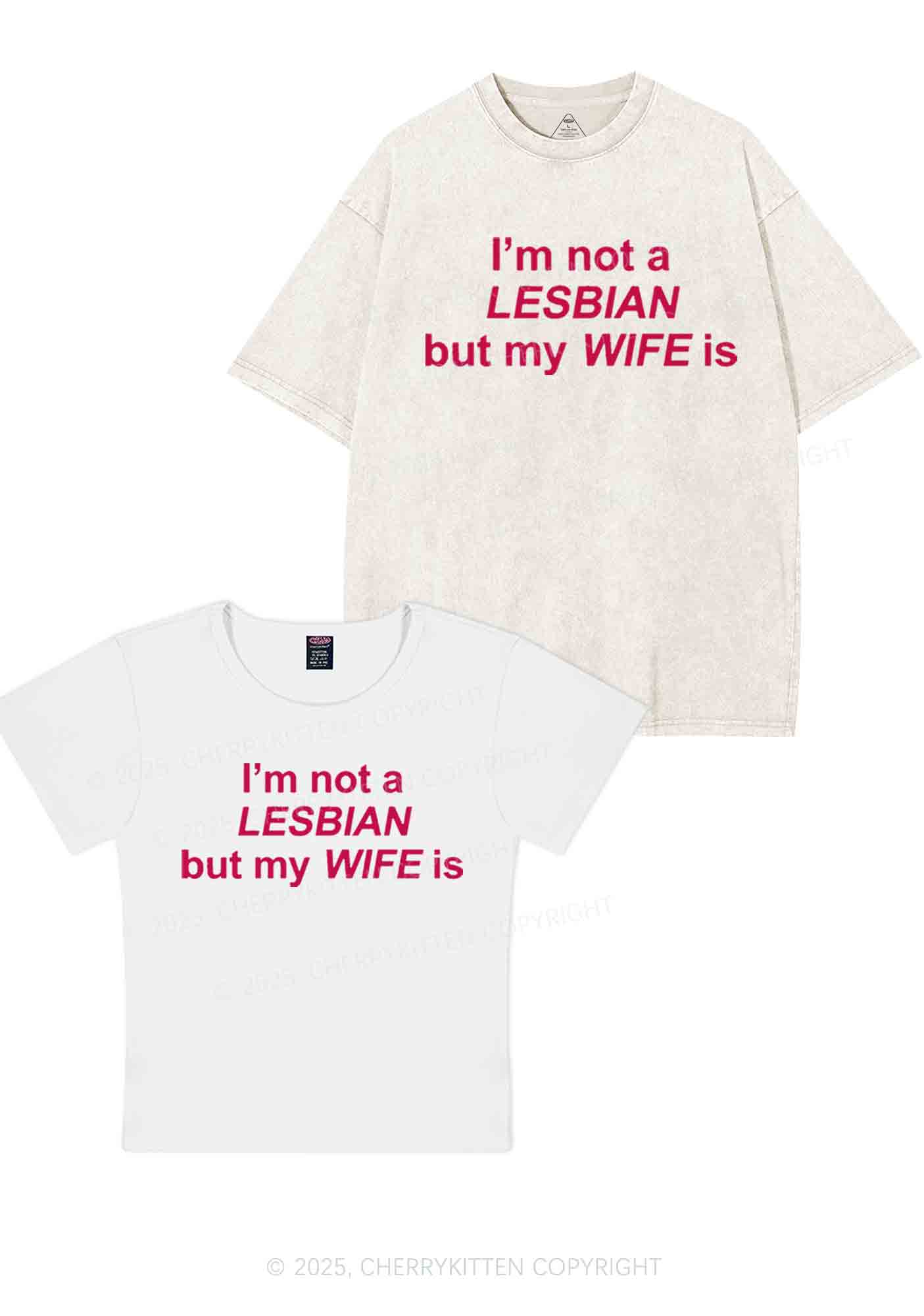 My Wife Is Lesbian Y2K Valentine's Day Couple Shirt Cherrykitten - Image 5