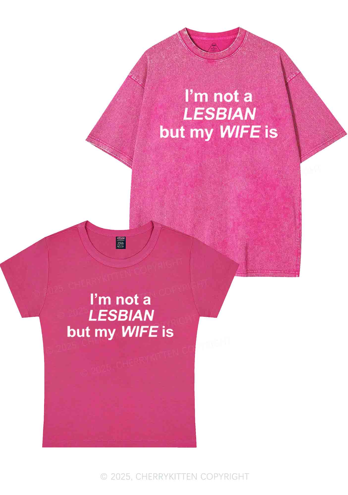 My Wife Is Lesbian Y2K Valentine's Day Couple Shirt Cherrykitten - Image 7
