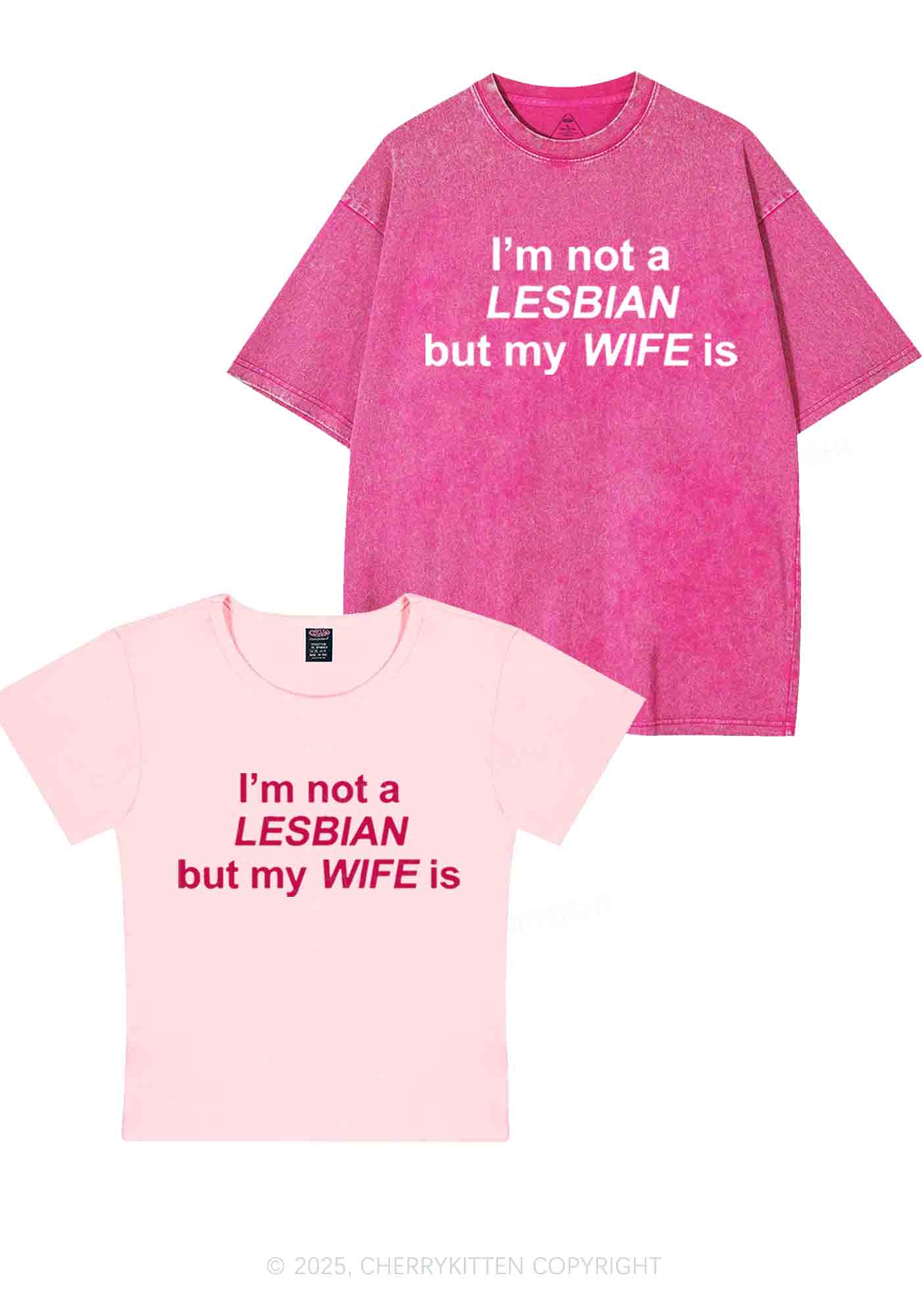My Wife Is Lesbian Y2K Valentine's Day Couple Shirt Cherrykitten - Image 9