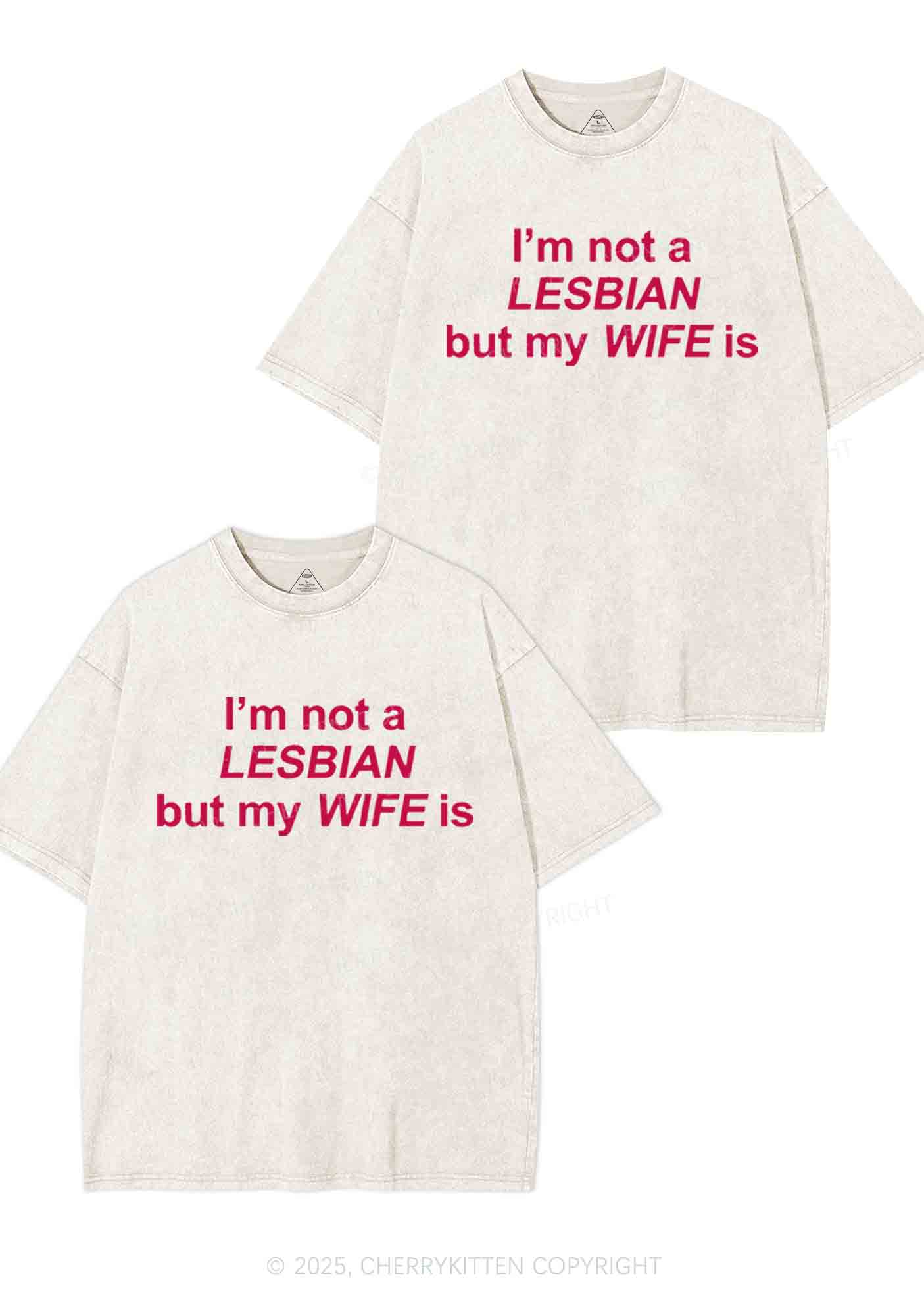 My Wife Is Lesbian Y2K Valentine's Day Washed Tee Cherrykitten - Image 4