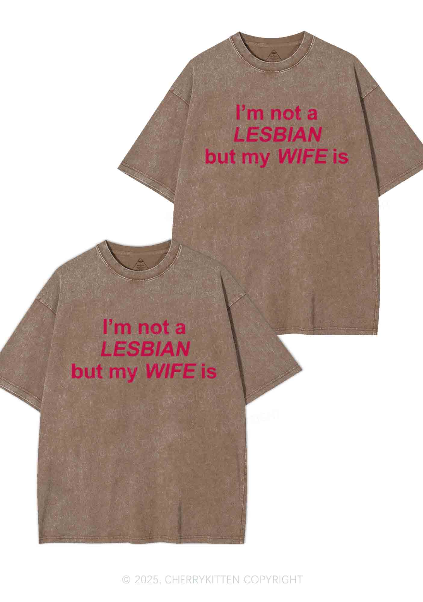 My Wife Is Lesbian Y2K Valentine's Day Washed Tee Cherrykitten - Image 7