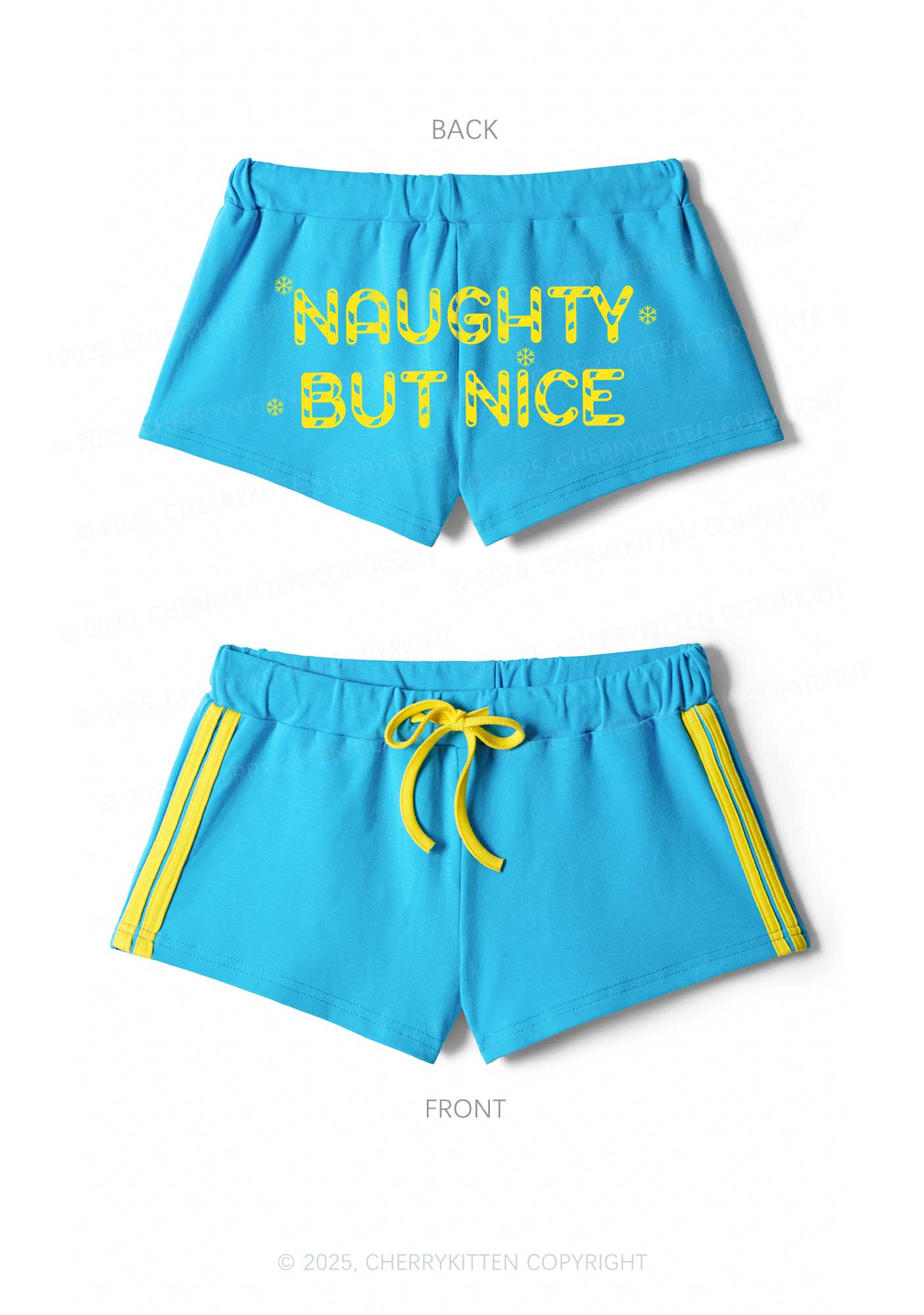 Naughty But Nice Christmas Y2K Drawstring Mini Shorts Cherrykitten - Image 5