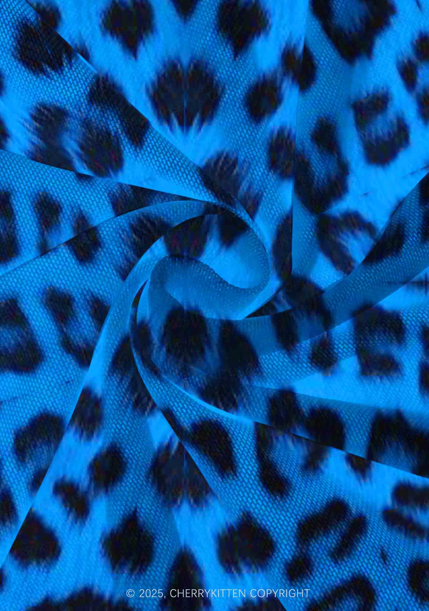 Neon Blue Leopard Y2K Print Mini Layered Skirt Cherrykitten - Image 4