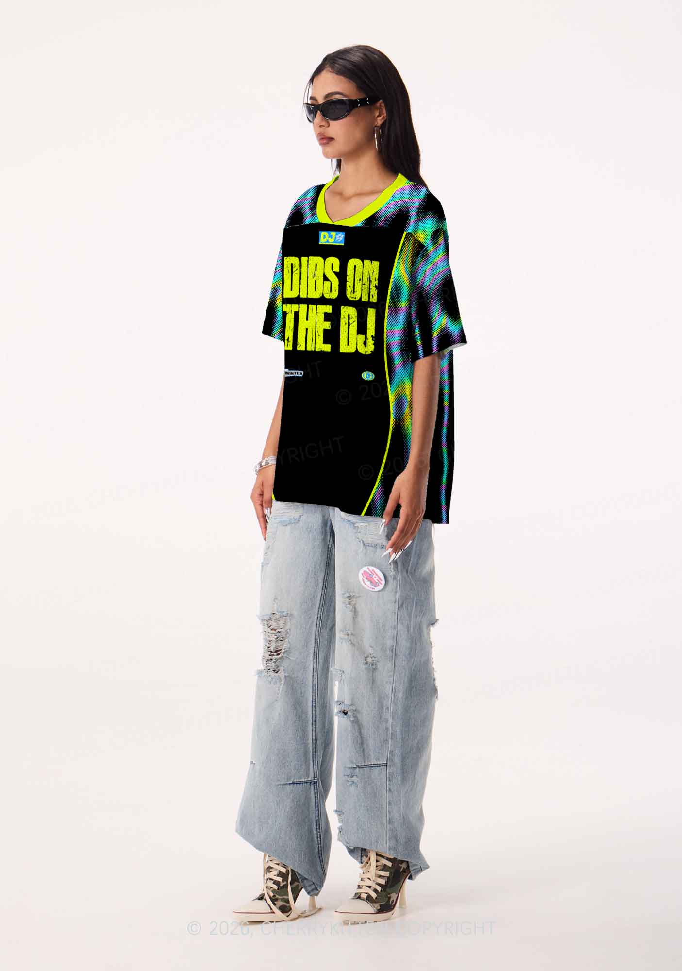 Neon Dibs On The DJ Y2K Sport Jersey Shirts Cherrykitten - Image 2