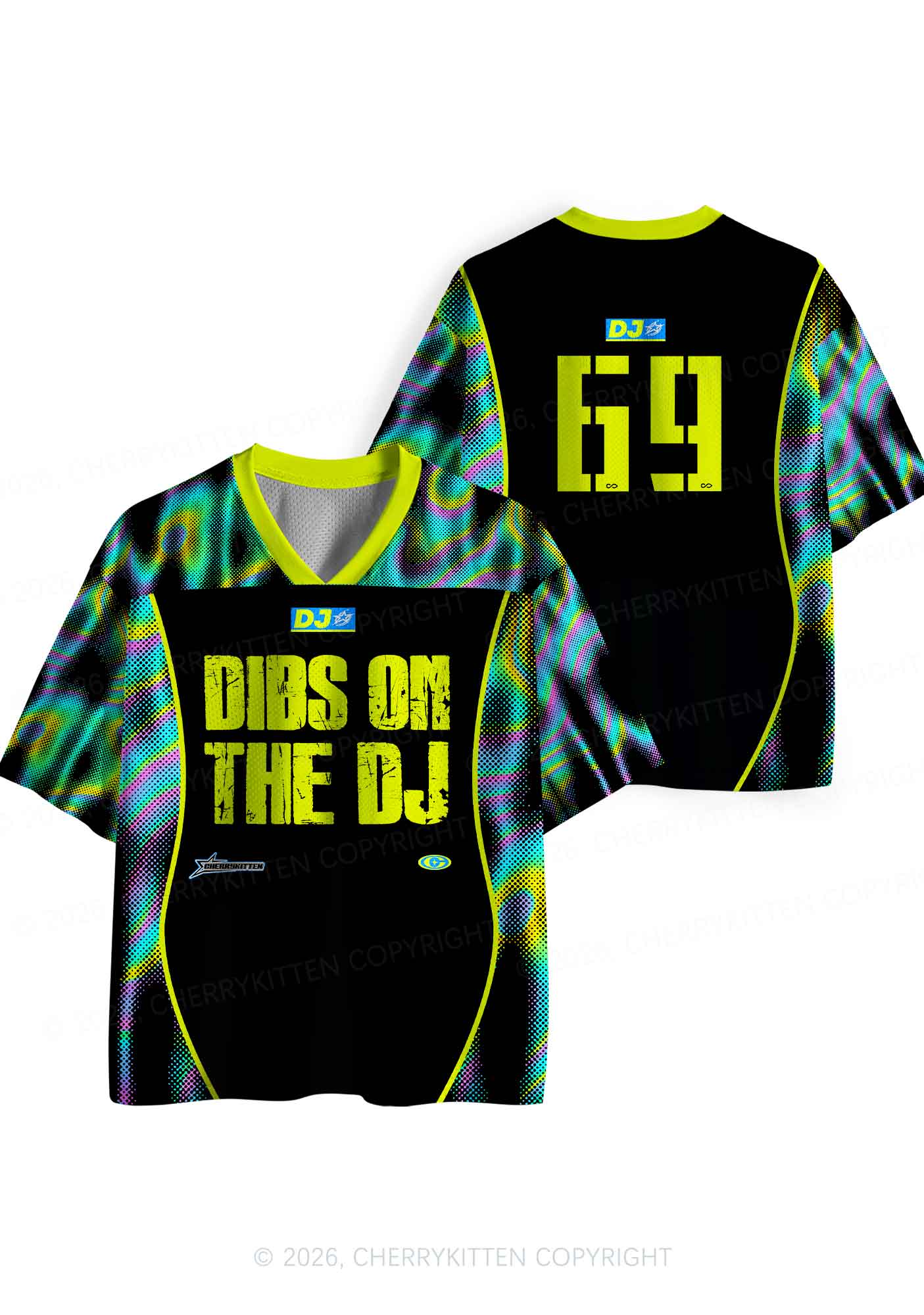 Neon Dibs On The DJ Y2K Sport Jersey Shirts Cherrykitten - Image 5