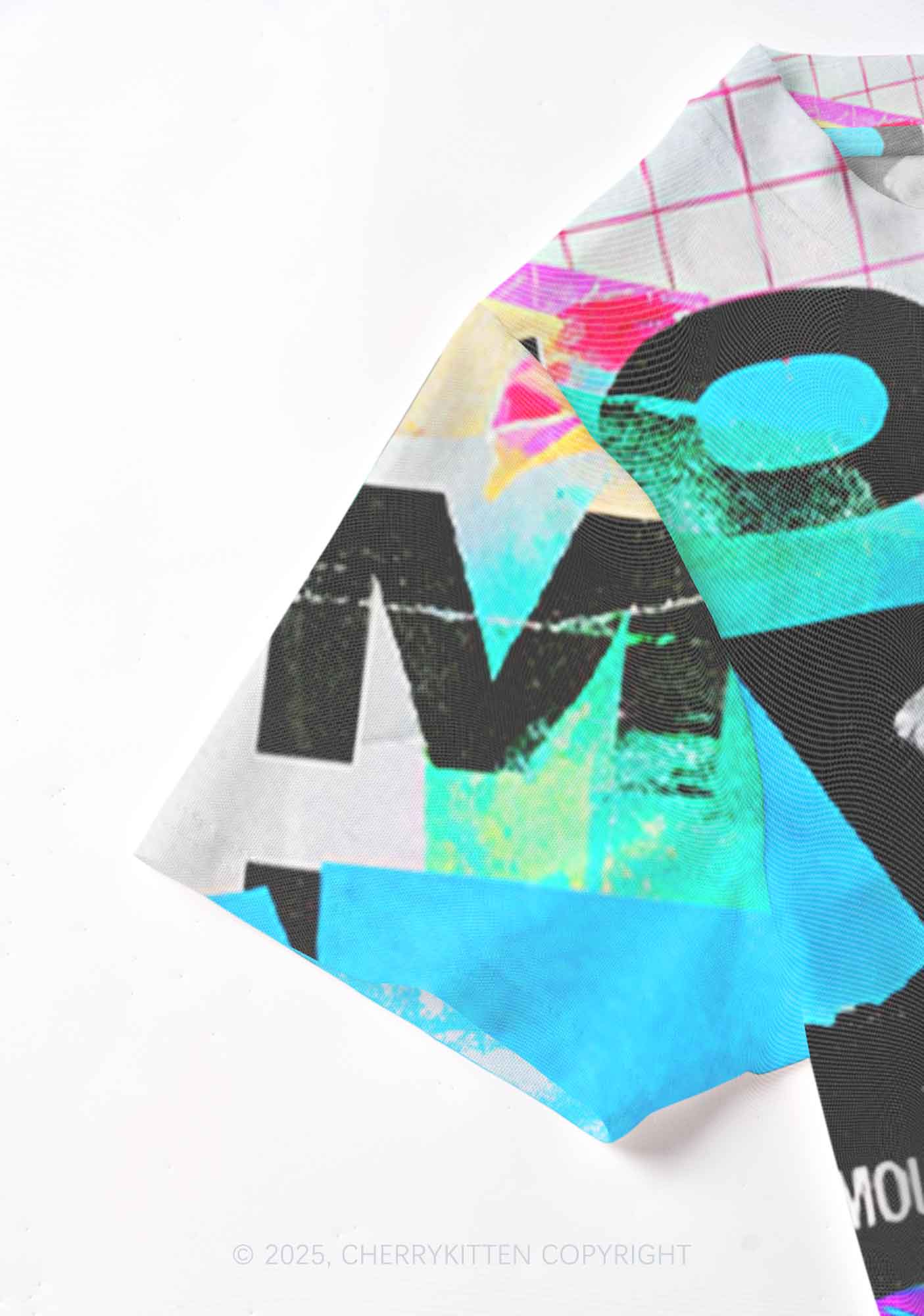 Neon DJ Mouse Y2K Mesh Crop Top Cherrykitten - Image 5