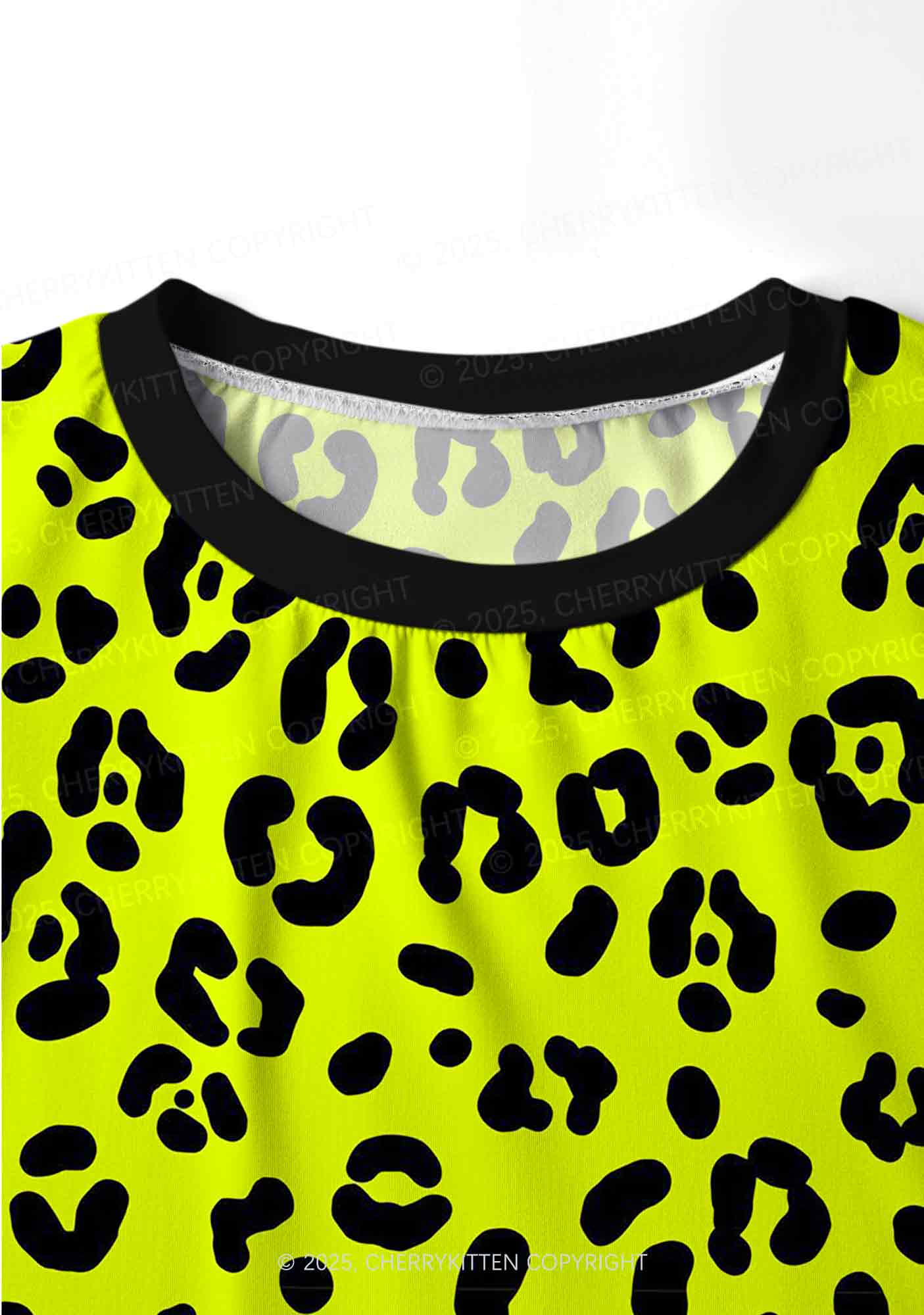 Neon Leopard Y2K Print Long Sleeve Pajama Set Cherrykitten - Image 4